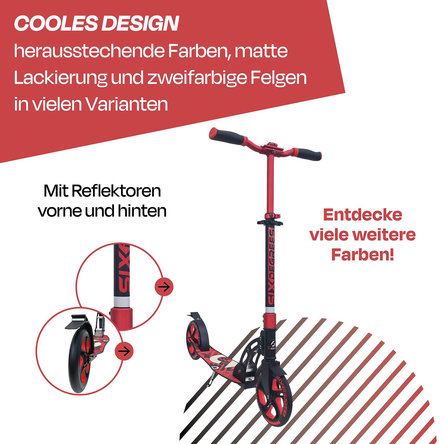 SIX DEGREES Aluminium Scooter 205 mm racing red 4/7