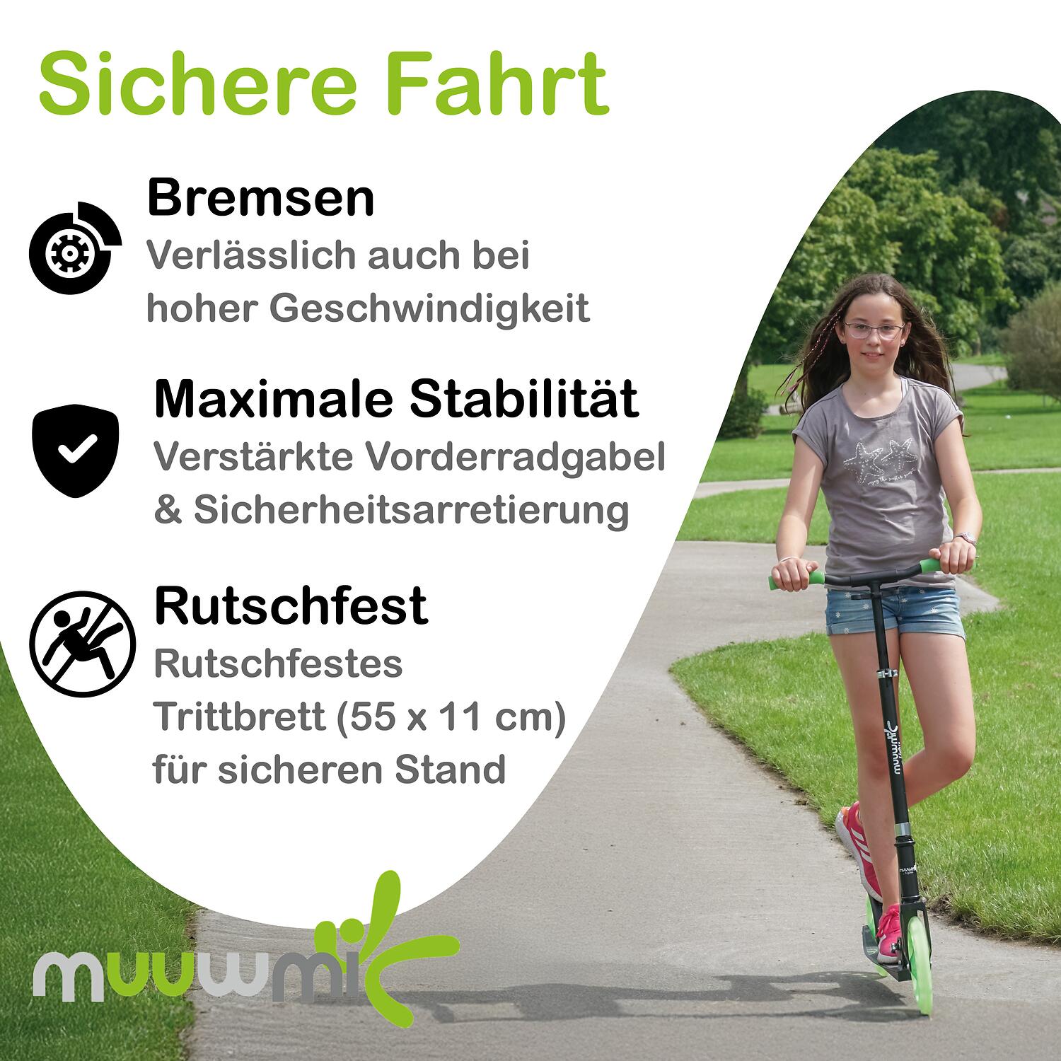 muuwmi Lights Aluminium Scooter GLOW 200 mm, mit Leuchtrollen und Glow-Effekt 3/7