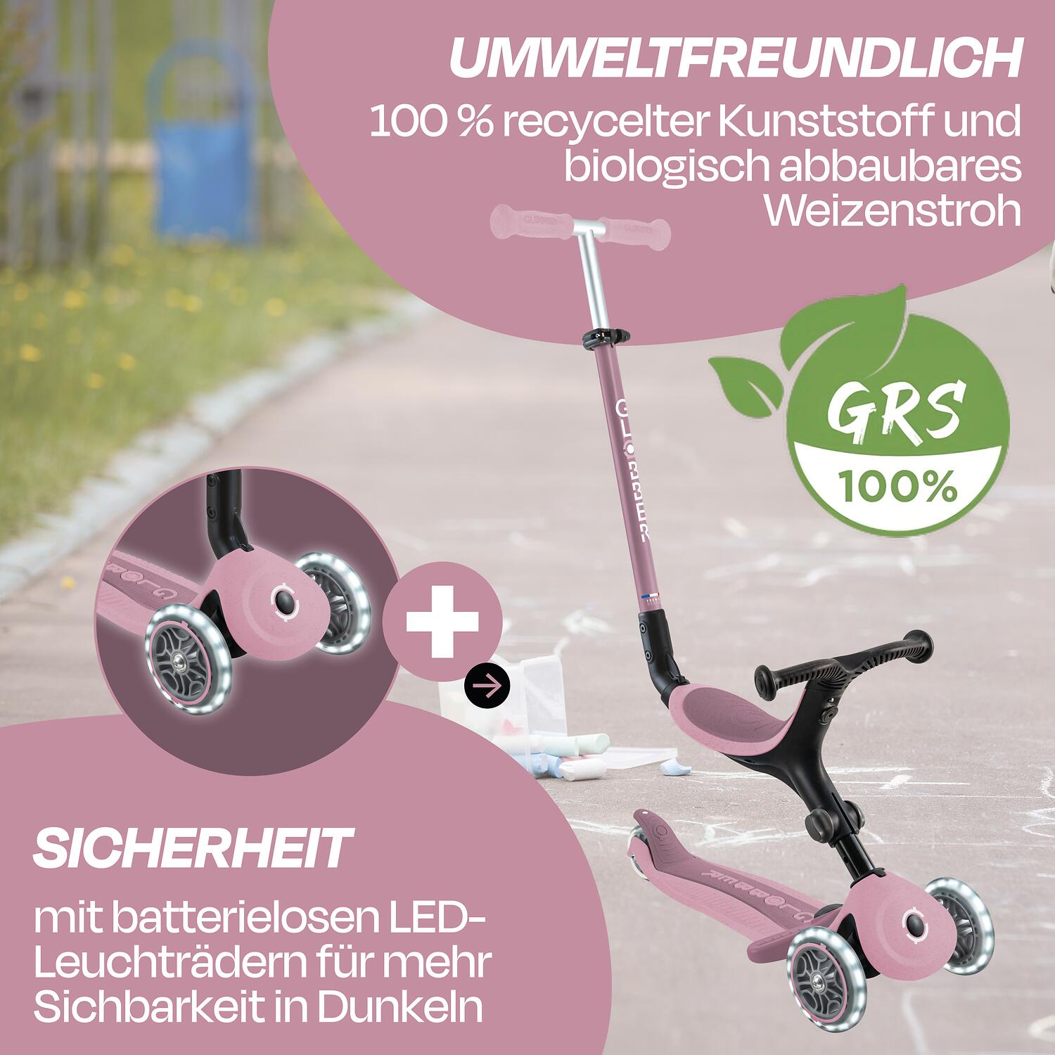 Globber Go Up Active Lights Eco Berry 2/7