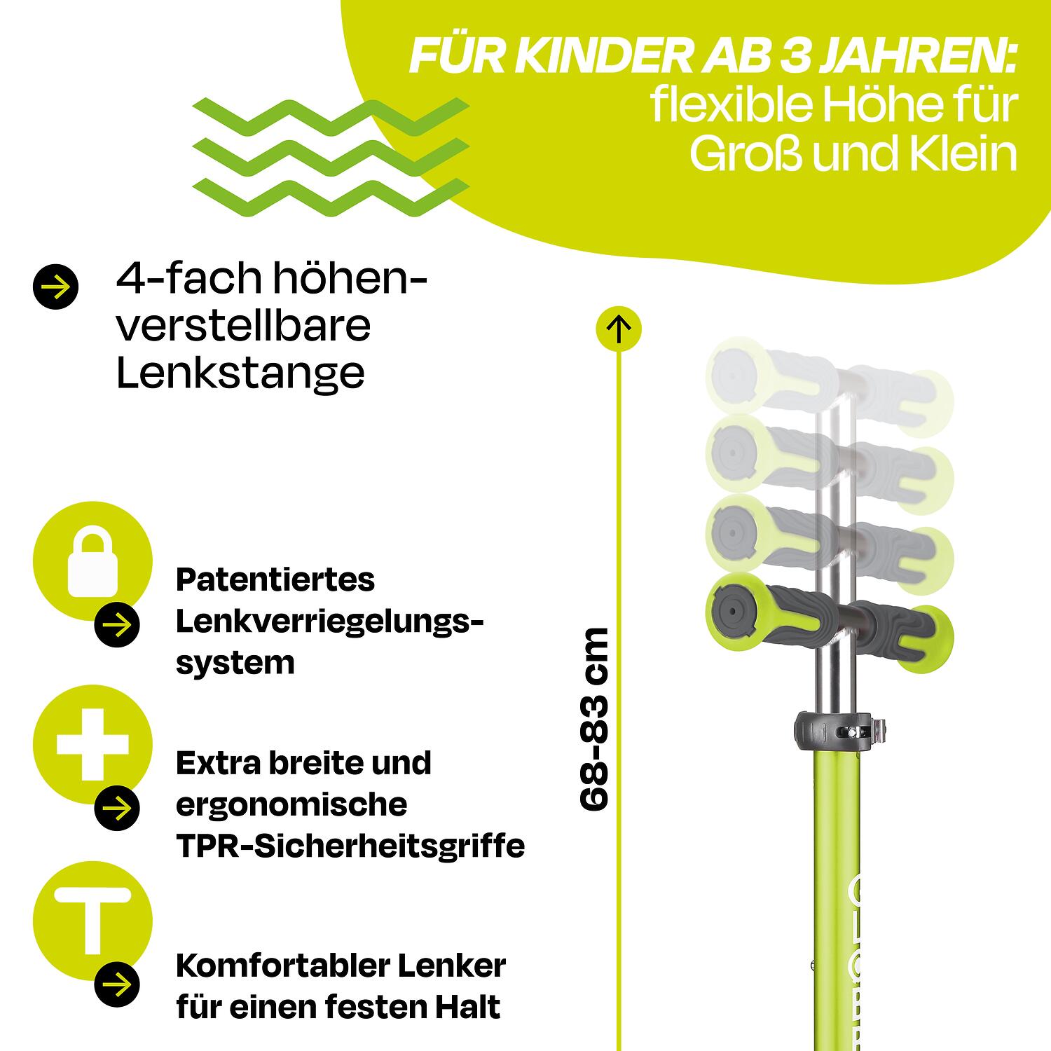 GLOBBER ELITE DELUXE LIGHTS lime grün, mit Leuchtrollen 6/7
