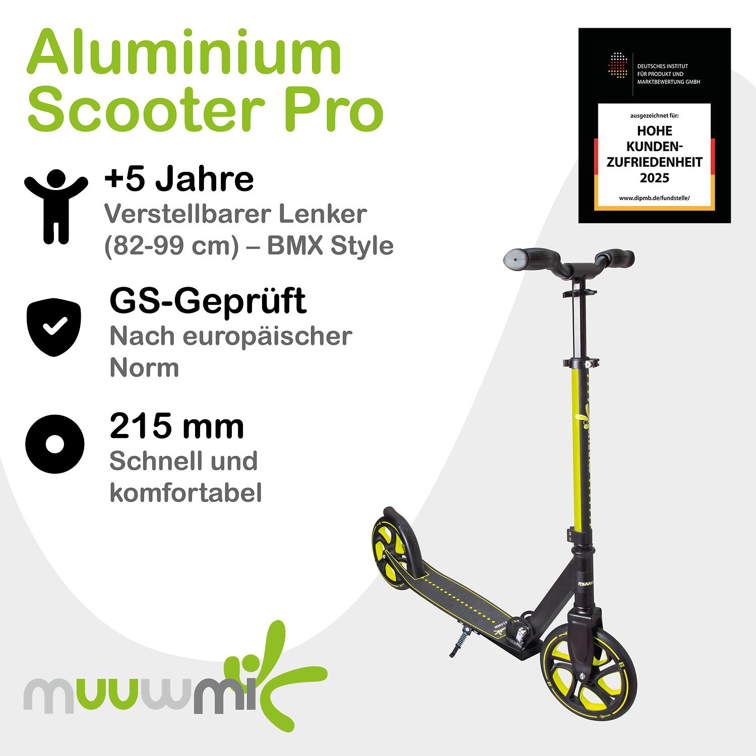 muuwmi Aluminium Scooter Pro 215 mm lime 2/7