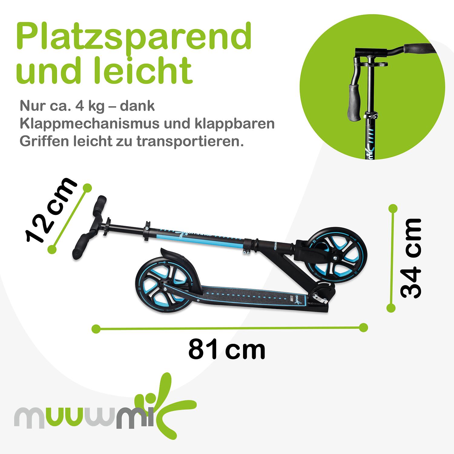 muuwmi Aluminium Scooter Pro 215 mm blau 4/7