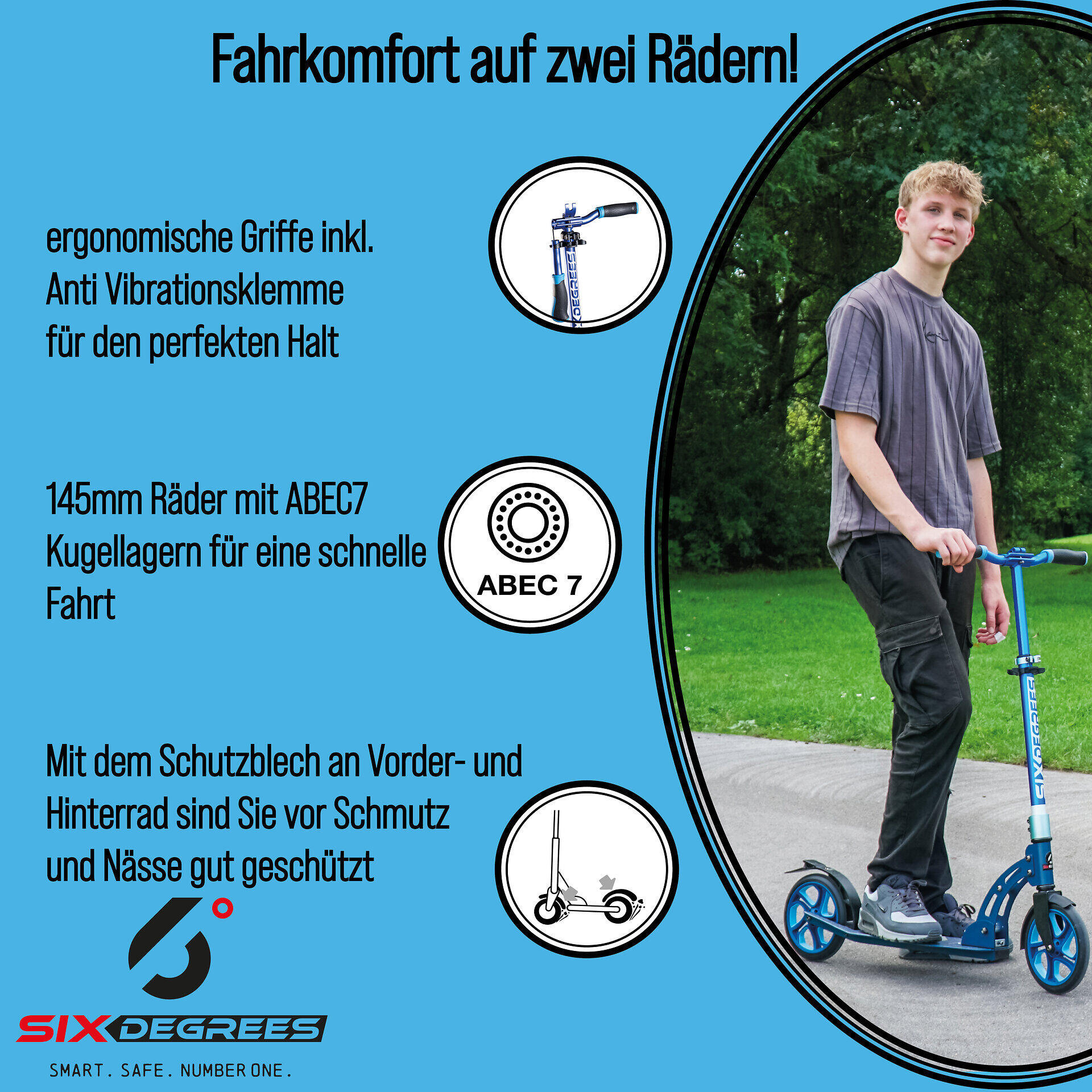 SIX DEGREES Aluminium Scooter Junior 145 mm blau 3/7