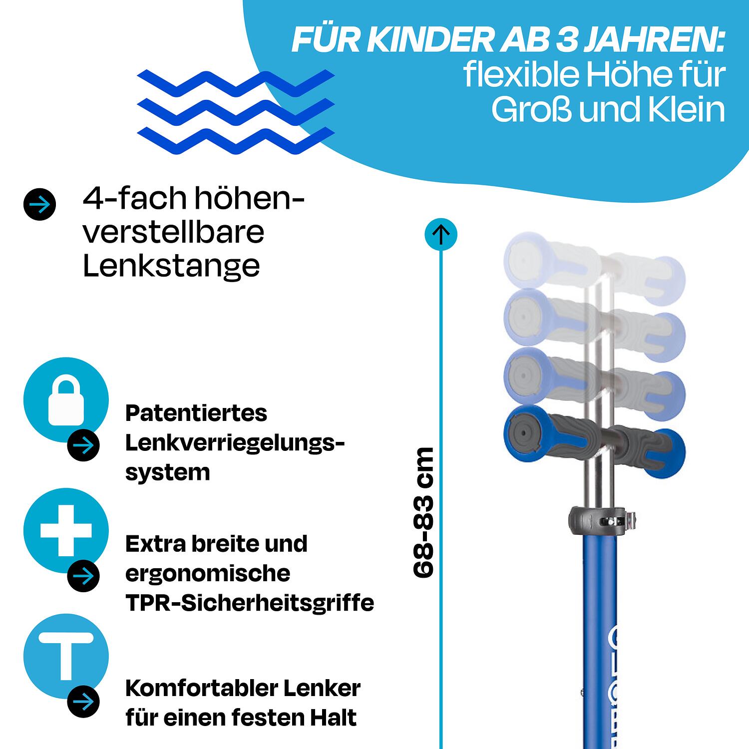 GLOBBER ELITE DELUXE LIGHTS dunkelblau, mit Leuchtrollen 6/7