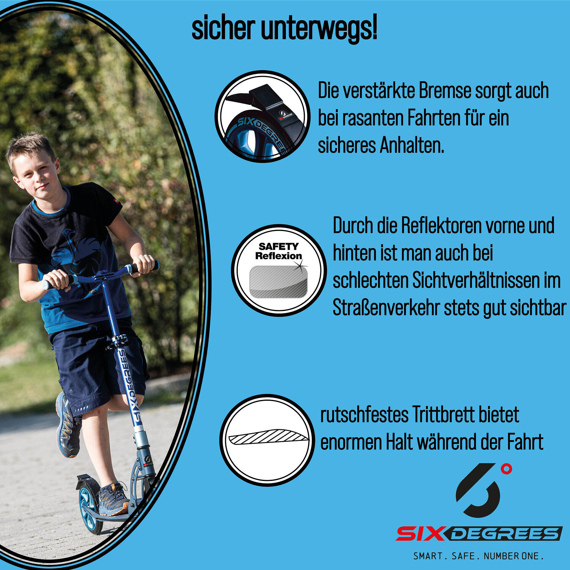 SIX DEGREES Aluminium Scooter Junior 145 mm blau 5/7