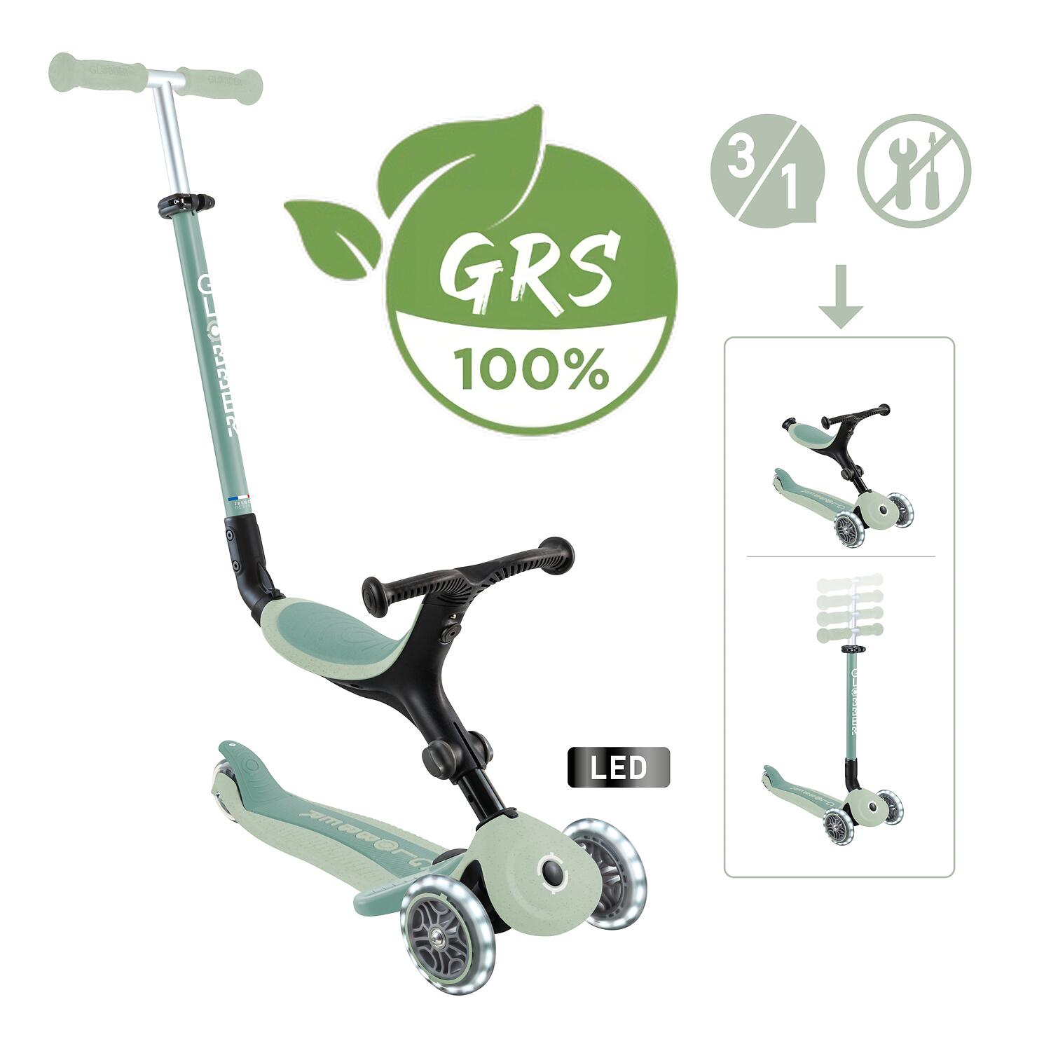 Globber Go Up Active Lights Eco Pistachio