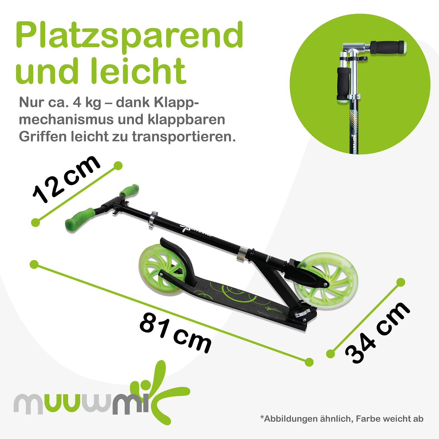 muuwmi Lights Aluminium Scooter GLOW 215 mm, mit Leuchtrollen und Glow-Effekt 4/7