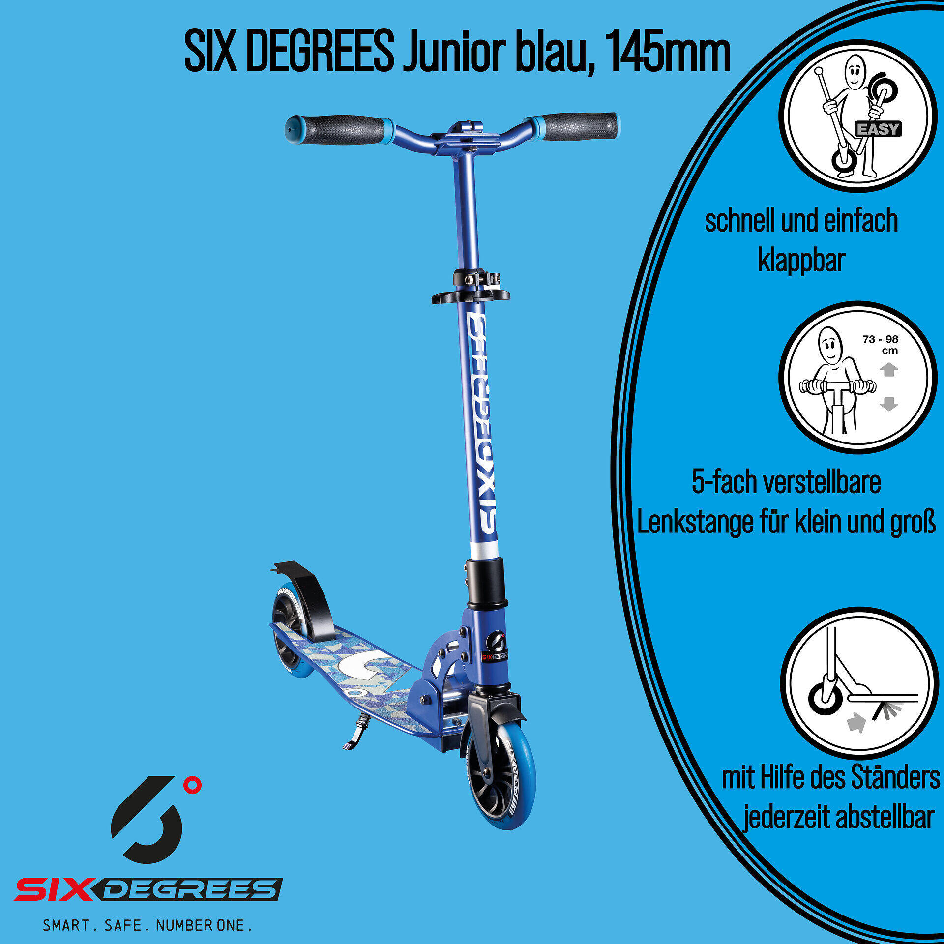SIX DEGREES Aluminium Scooter Junior 145 mm blau 2/7