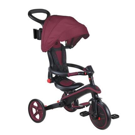 Tricycle EXPLORER 4-en-1 Évolutif & Pliable - Rouge Bordeaux