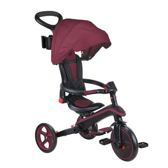 Tricycle EXPLORER 4-en-1 Évolutif & Pliable - Rouge Bordeaux