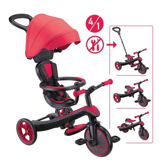 Tricycle évolutif pour bébé EXPLORER 4 en 1 - Rouge