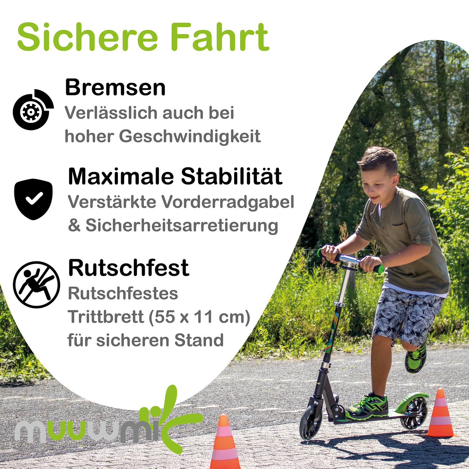 muuwmi Aluminium Scooter Neon 180 mm, mit Leuchtrollen 3/7