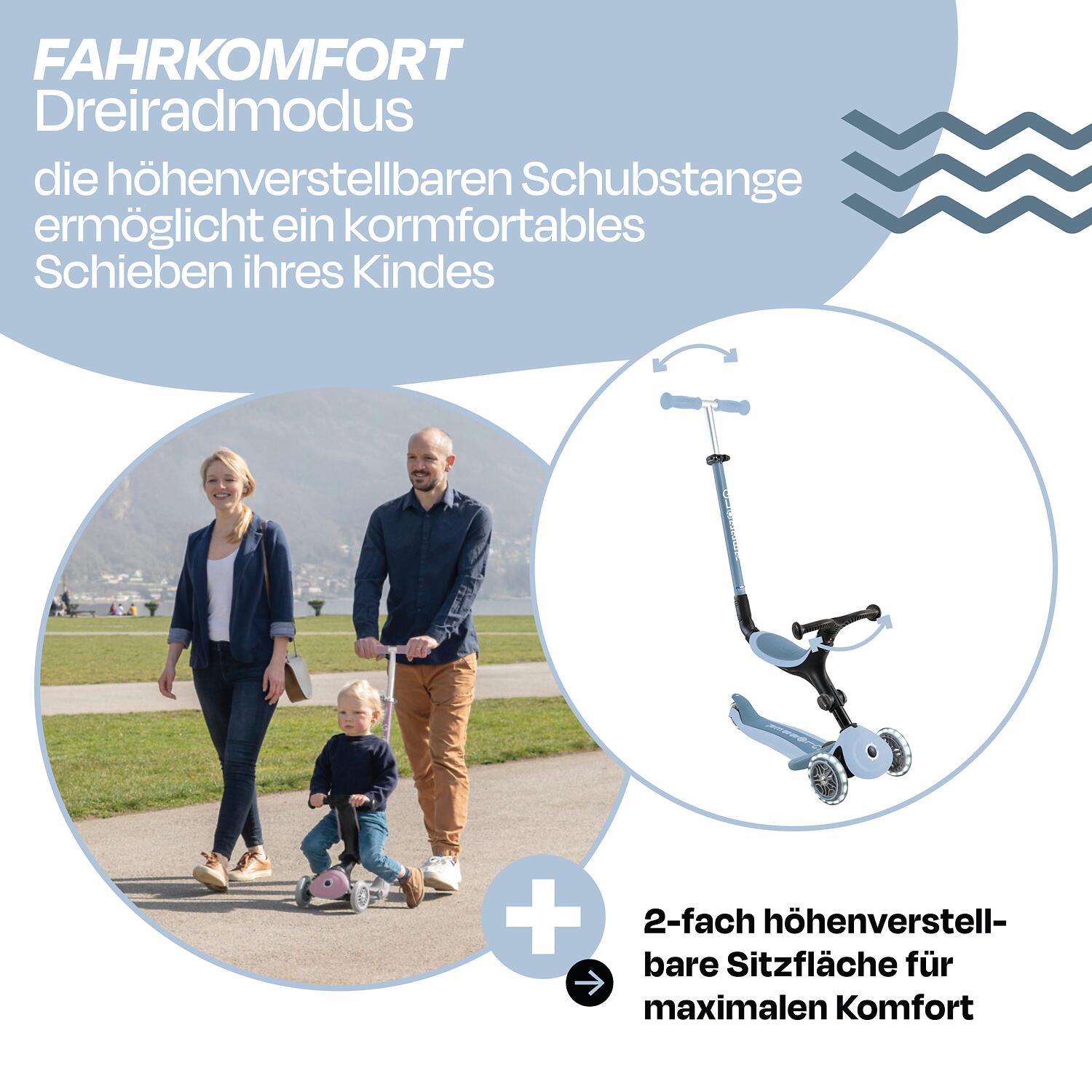 Trottinette évolutive GO-UP ACTIVE LIGHTS ECO - Bleu pastel 3/7