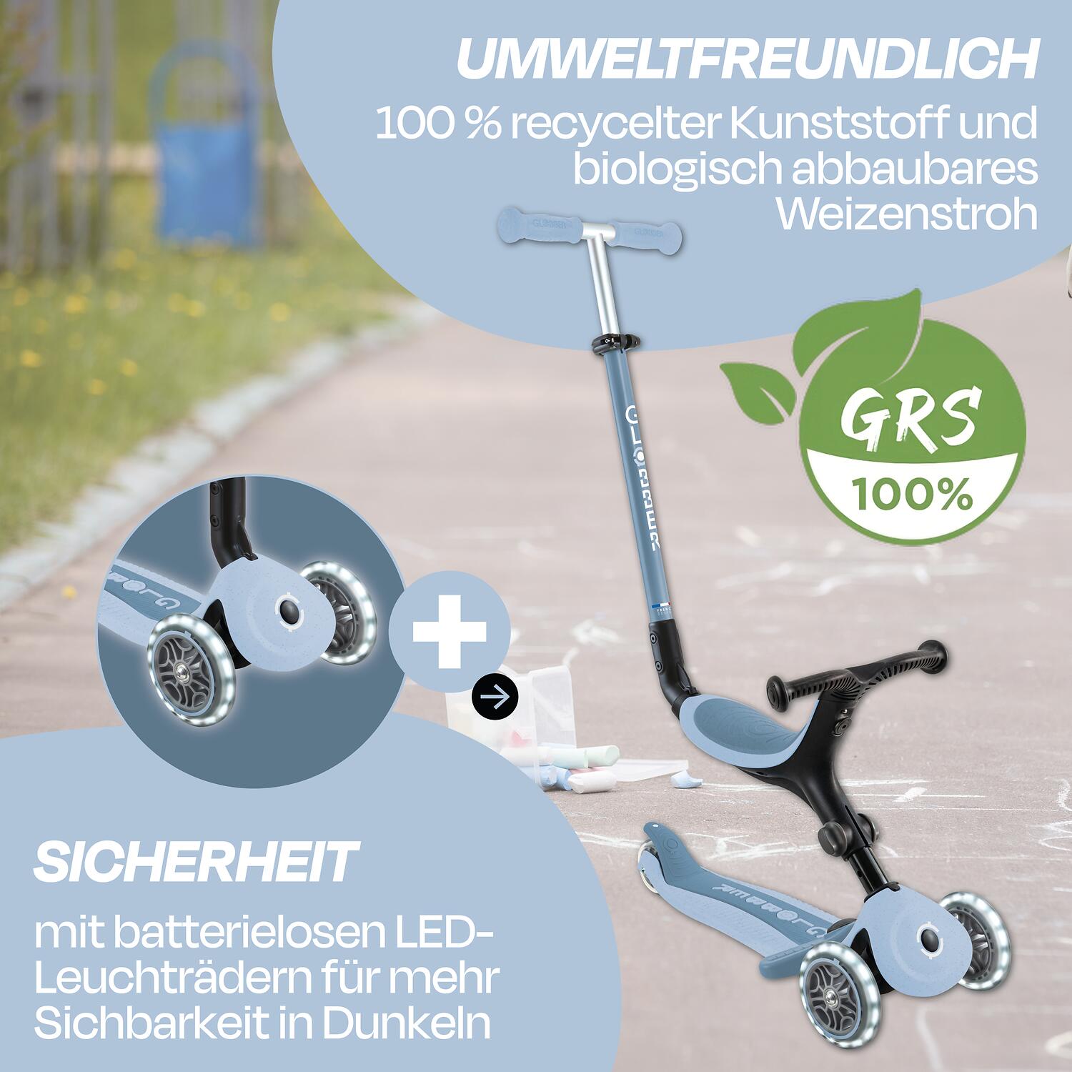 Trottinette évolutive GO-UP ACTIVE LIGHTS ECO - Bleu pastel 2/7