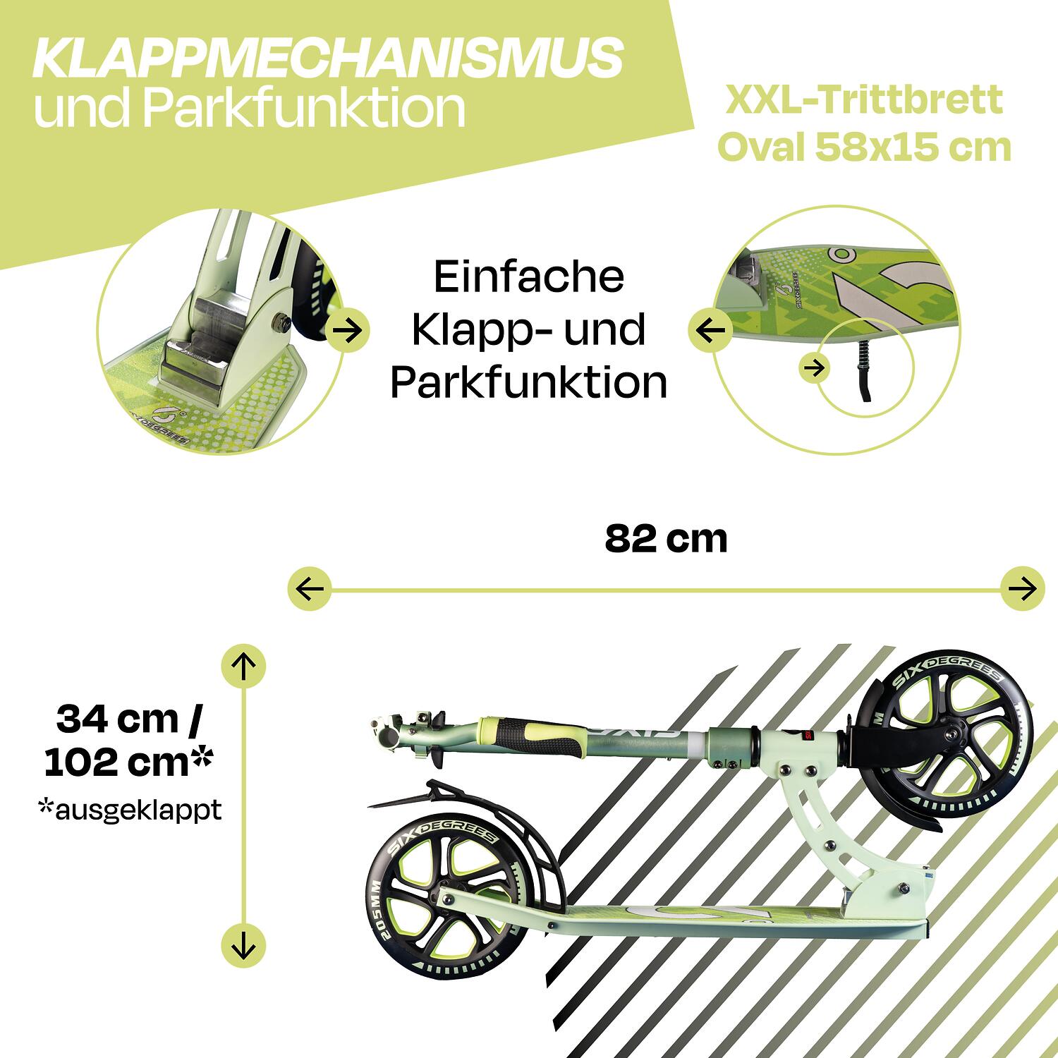 SIX DEGREES Aluminium Scooter 205 mm lime dream 3/7