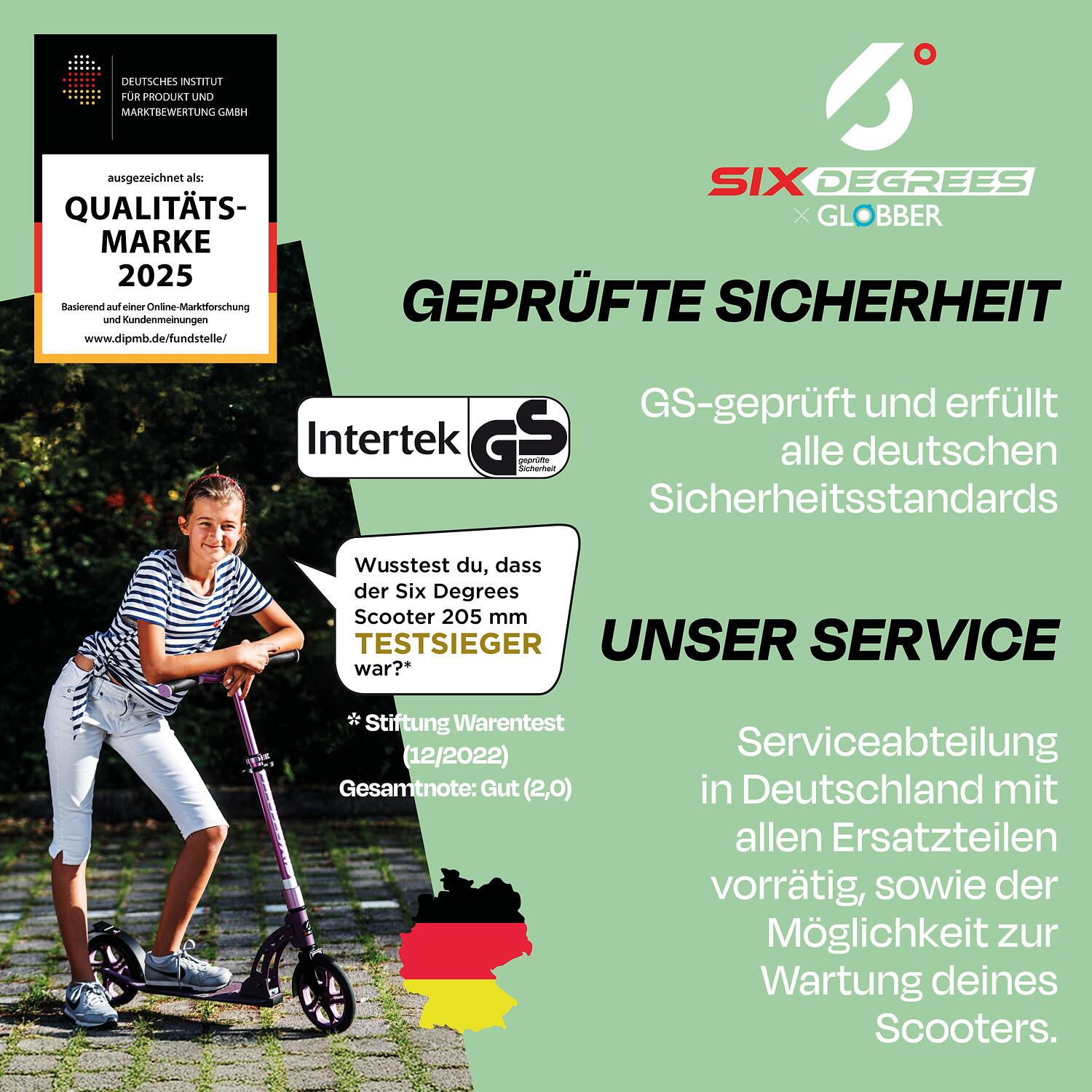 SIX DEGREES Aluminium Scooter 205 mm grün 6/7