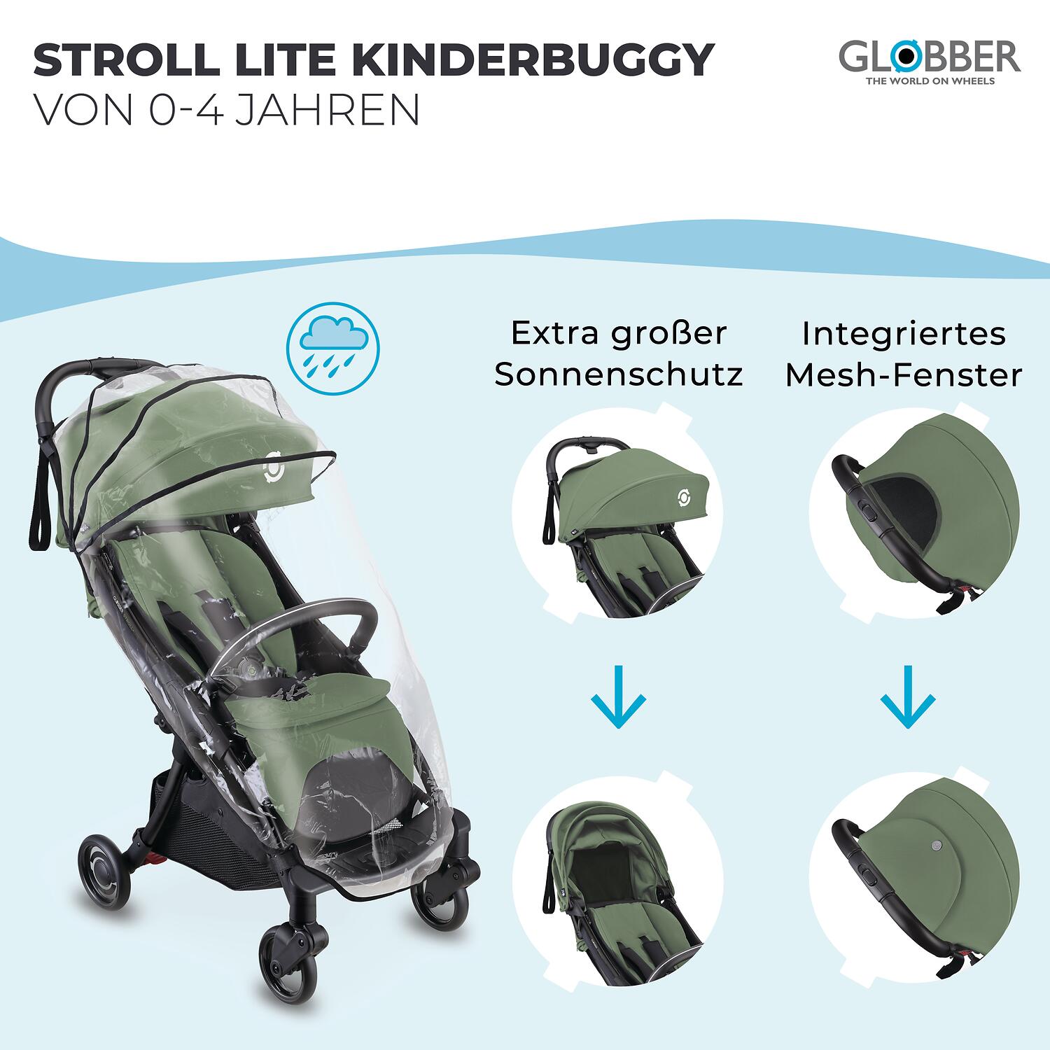 GLOBBER STROLL LITE oliv grün 2/8