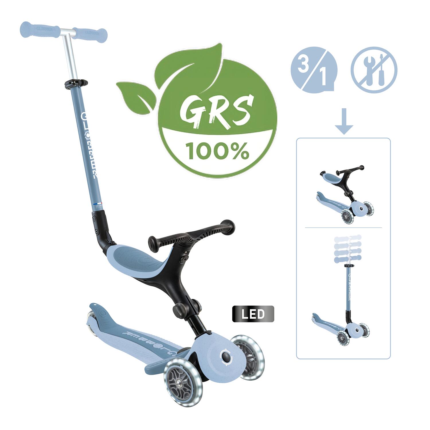 Globber Go Up Active Lights Eco Blueberry