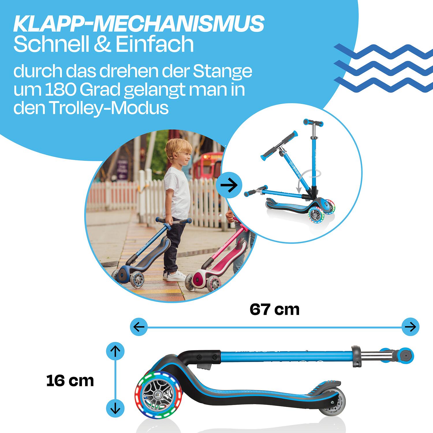 GLOBBER ELITE DELUXE LIGHTS hellblau, mit Leuchtrollen 4/7