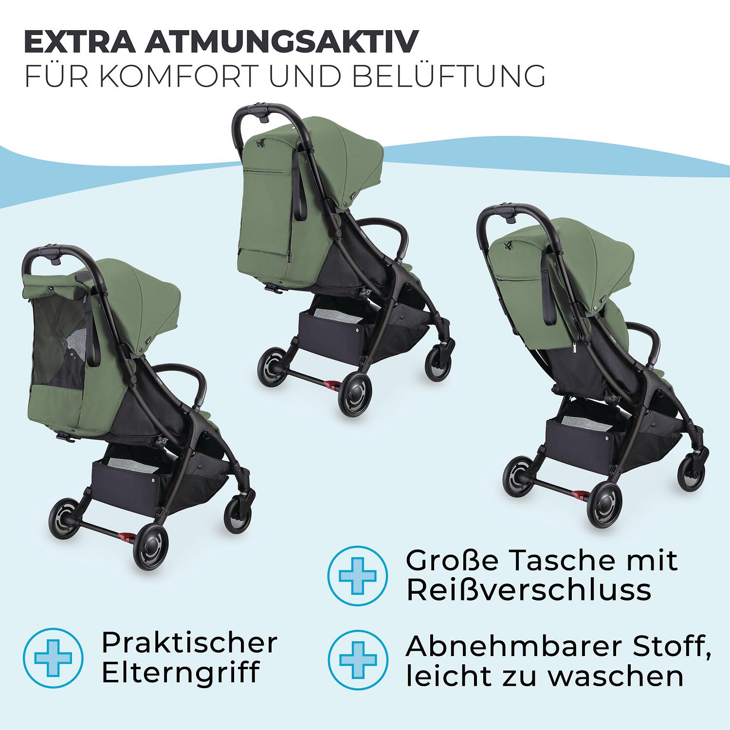 GLOBBER STROLL LITE oliv grün 6/8