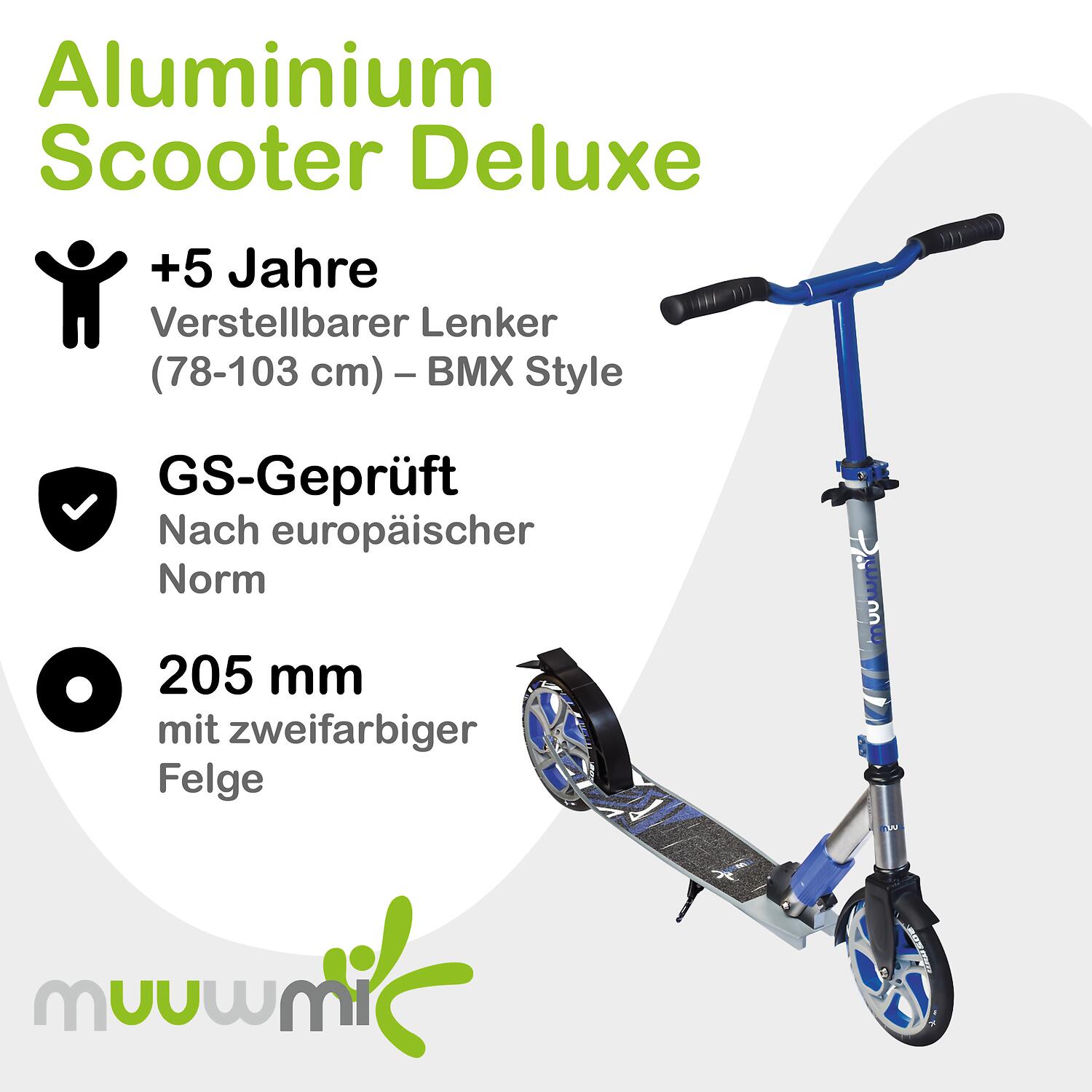 Muuwmi scooter cascadeur 97 x 57 cm acier inoxydable gris/bleu 2/7
