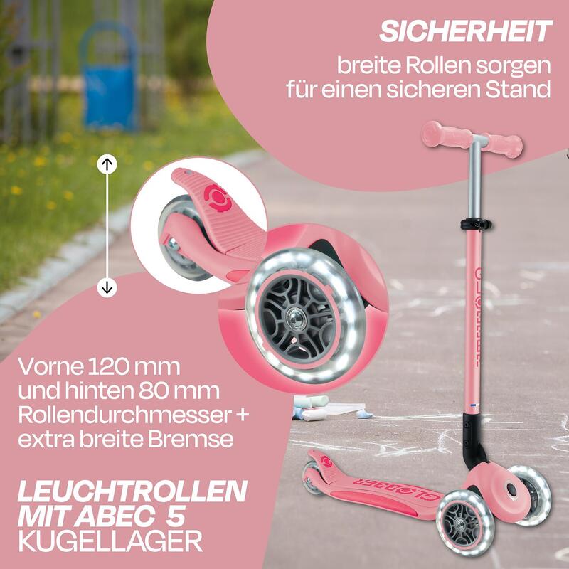 Globber Primo Foldable Plus Lights Pastel Roze