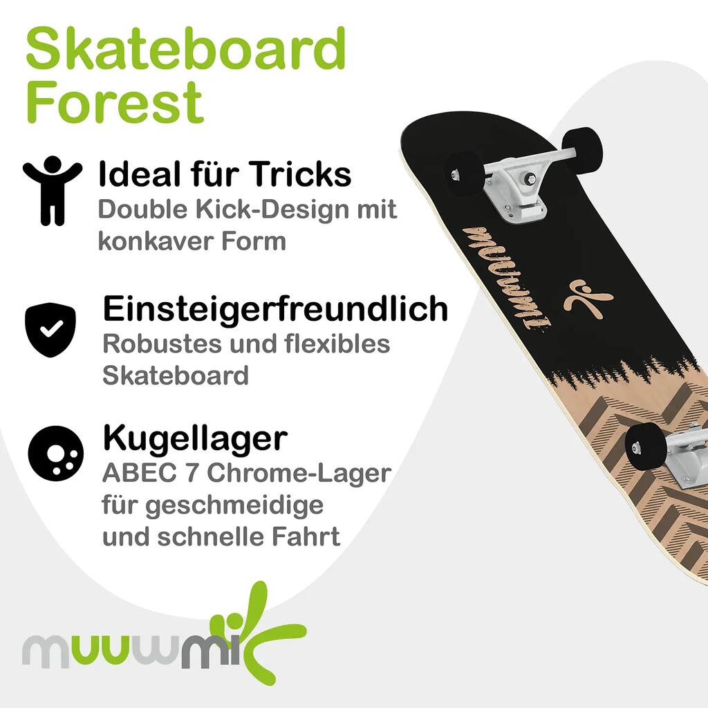 muuwmi Skateboard - ABEC 7 Ball Bearings, Forest Design