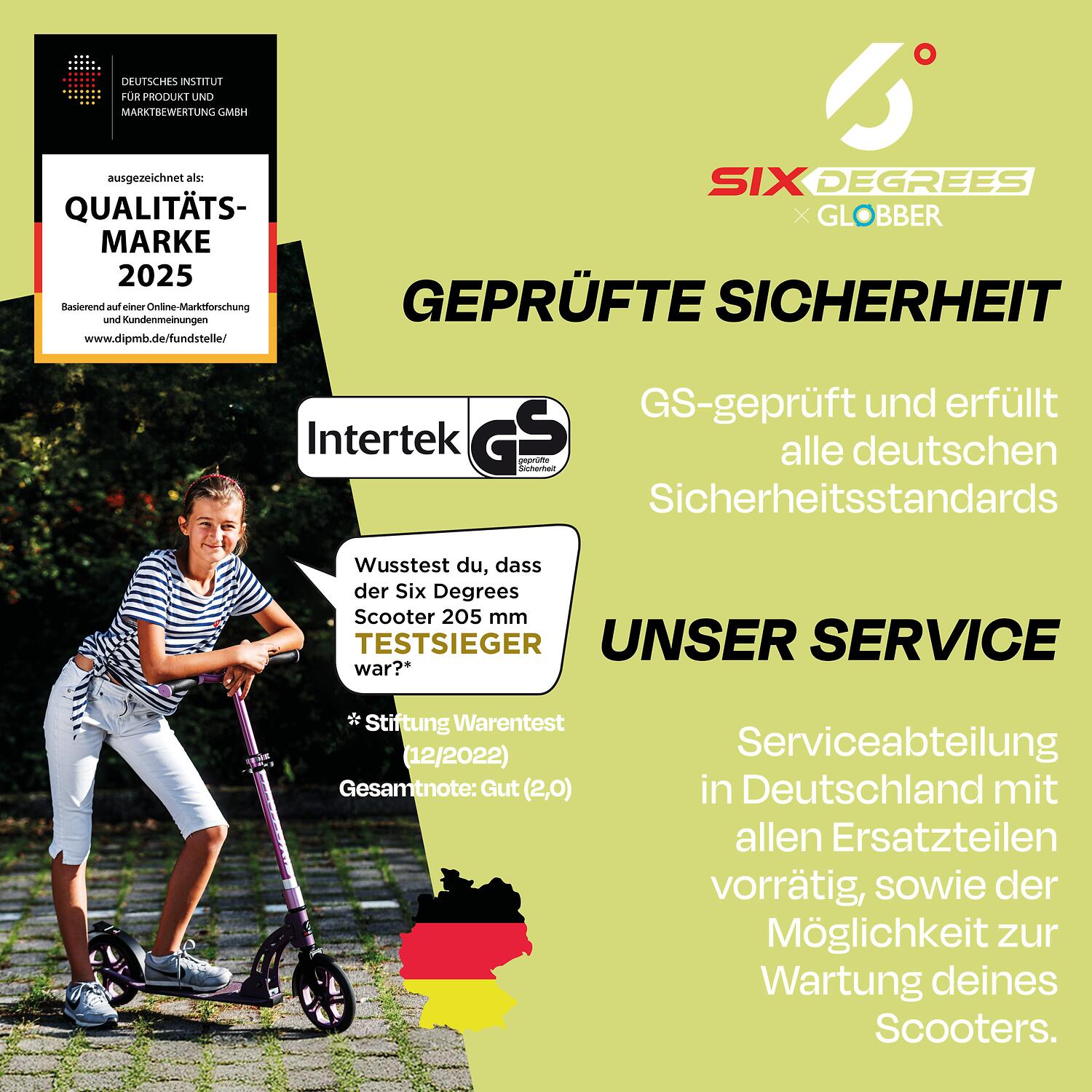 SIX DEGREES Aluminium Scooter 205 mm lime dream 6/7