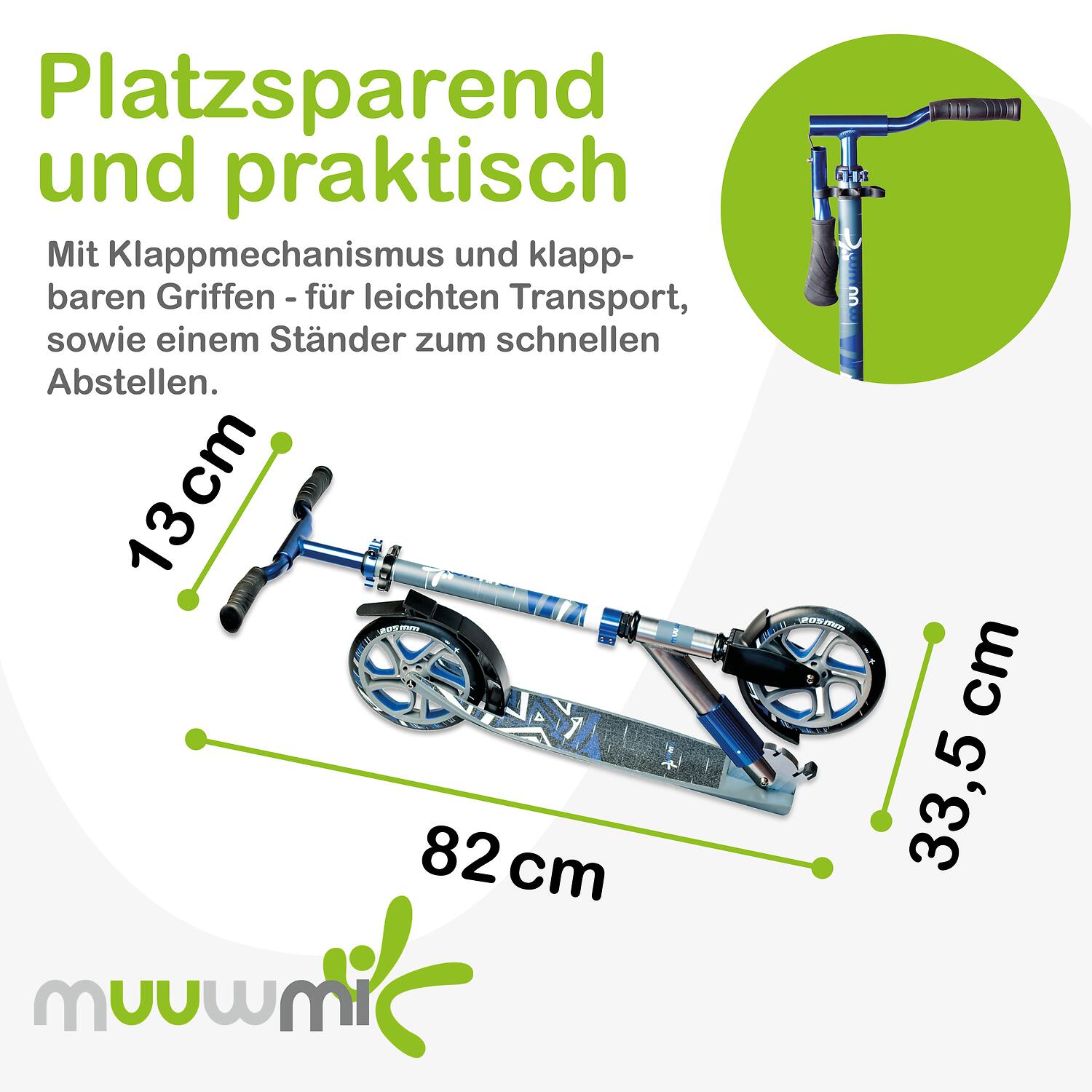 Muuwmi scooter cascadeur 97 x 57 cm acier inoxydable gris/bleu 4/7