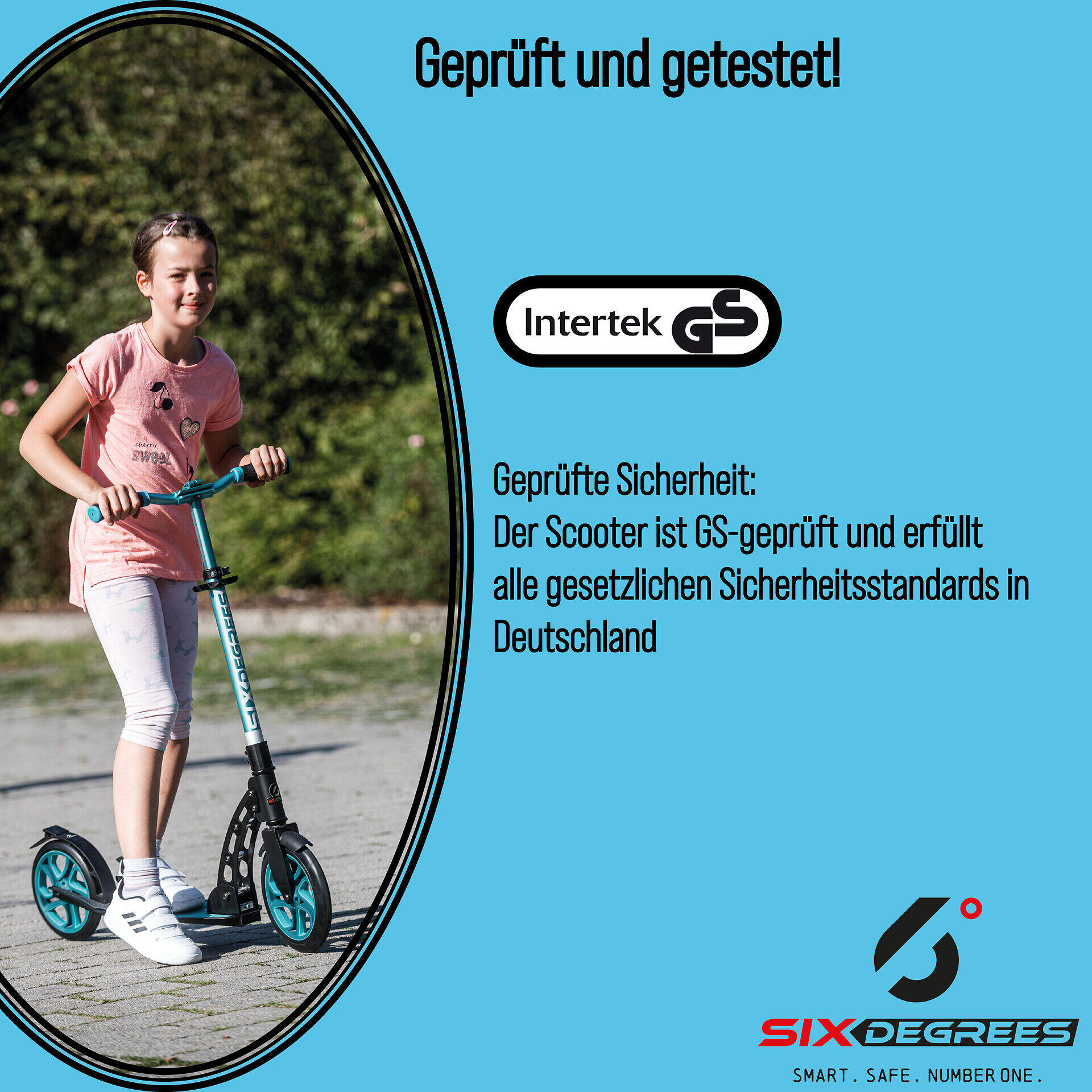 SIX DEGREES Aluminium Scooter 230/215 mm türkis 4/7