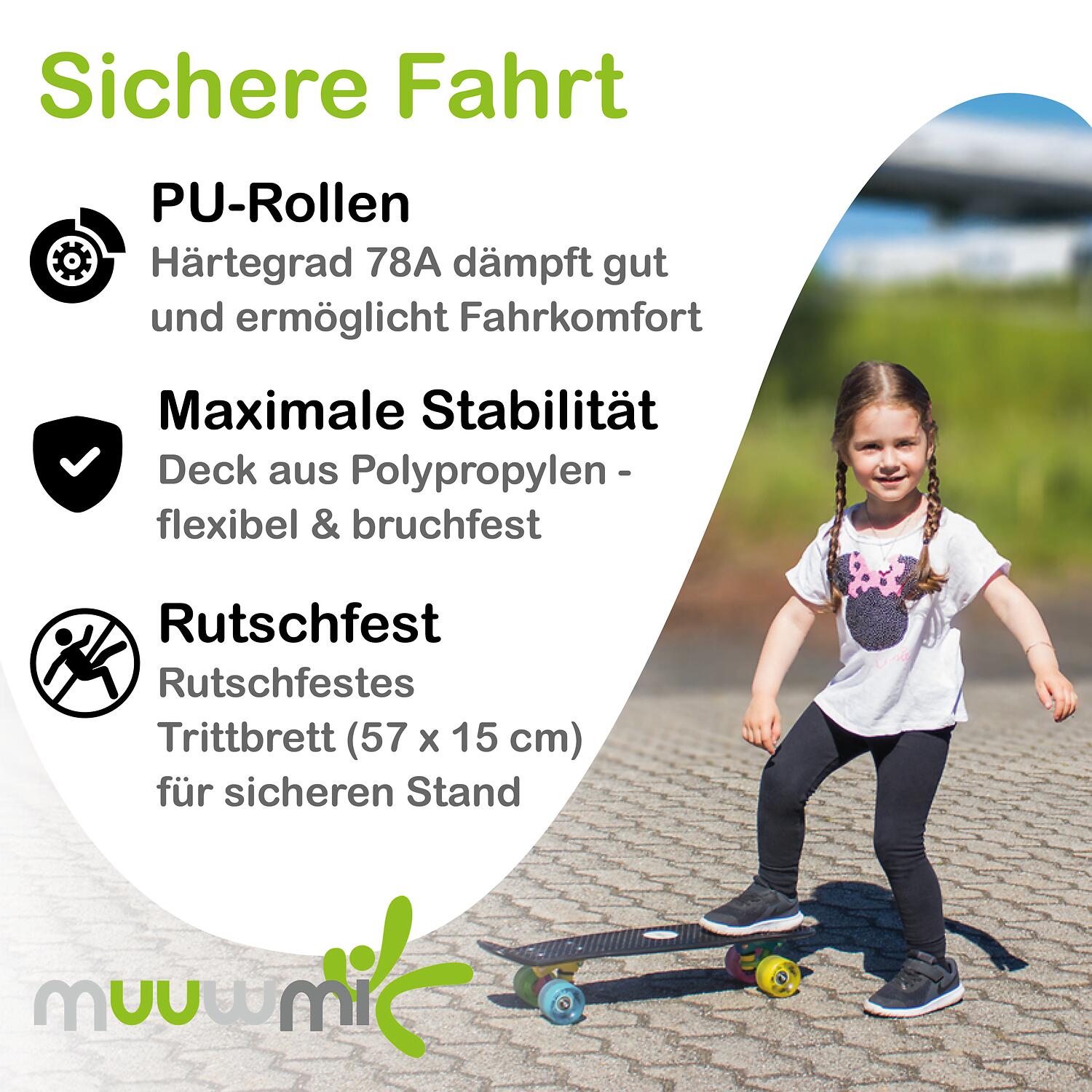 NoRules Skateboard ABEC 5 Fun Neon, mit Leuchtrollen 3/7