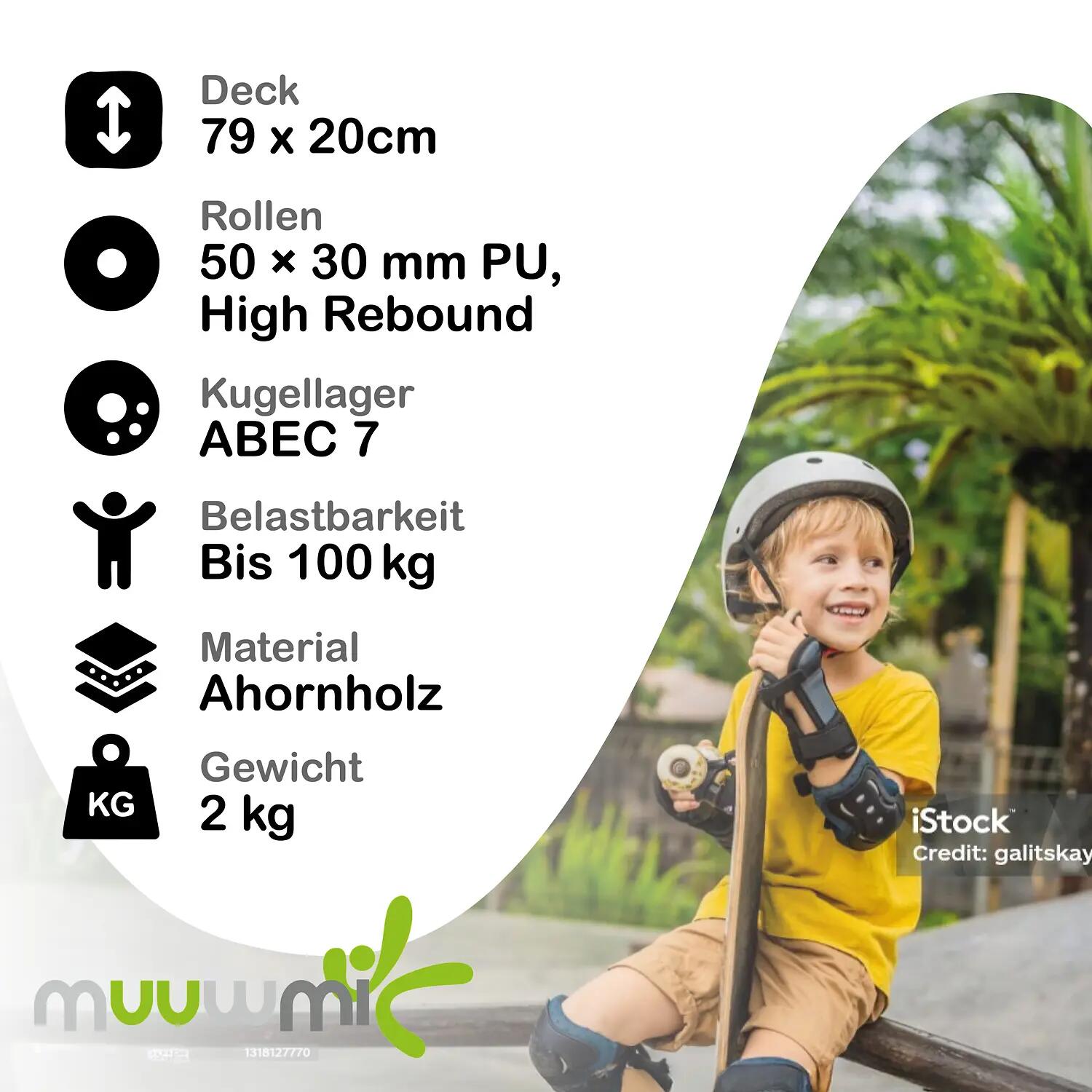 Muuwmi skateboard Forest 20 x 79 cm hout zwart/bruin 5/8