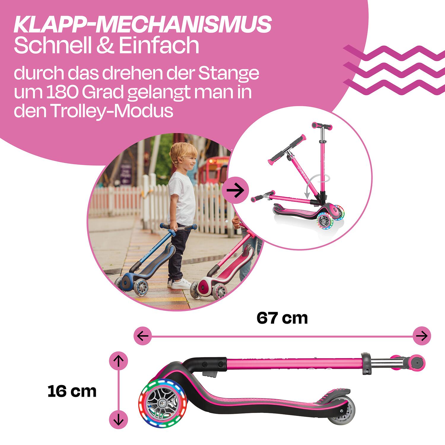 GLOBBER ELITE DELUXE LIGHTS pink, mit Leuchtrollen 4/7