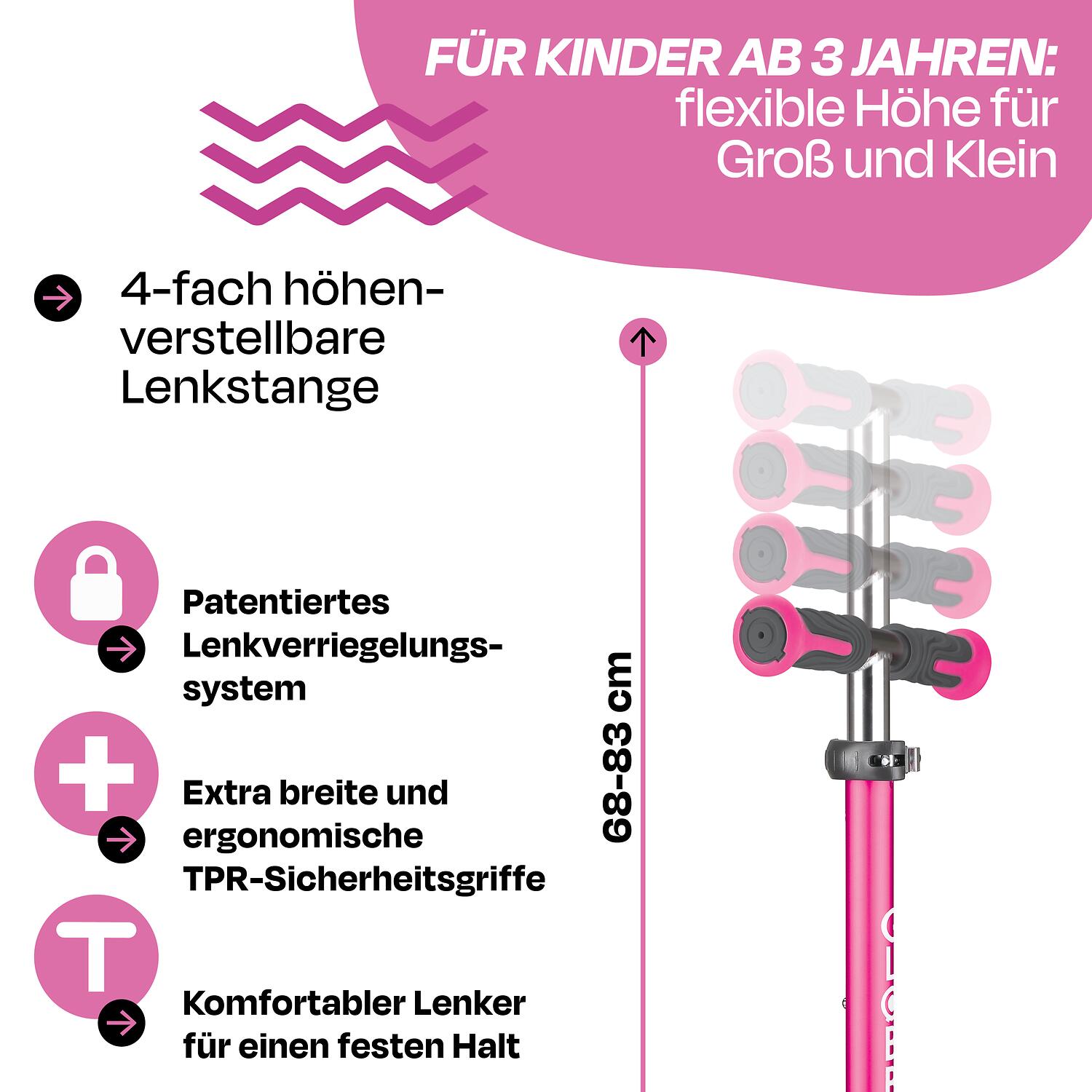 GLOBBER ELITE DELUXE LIGHTS pink, mit Leuchtrollen 6/7