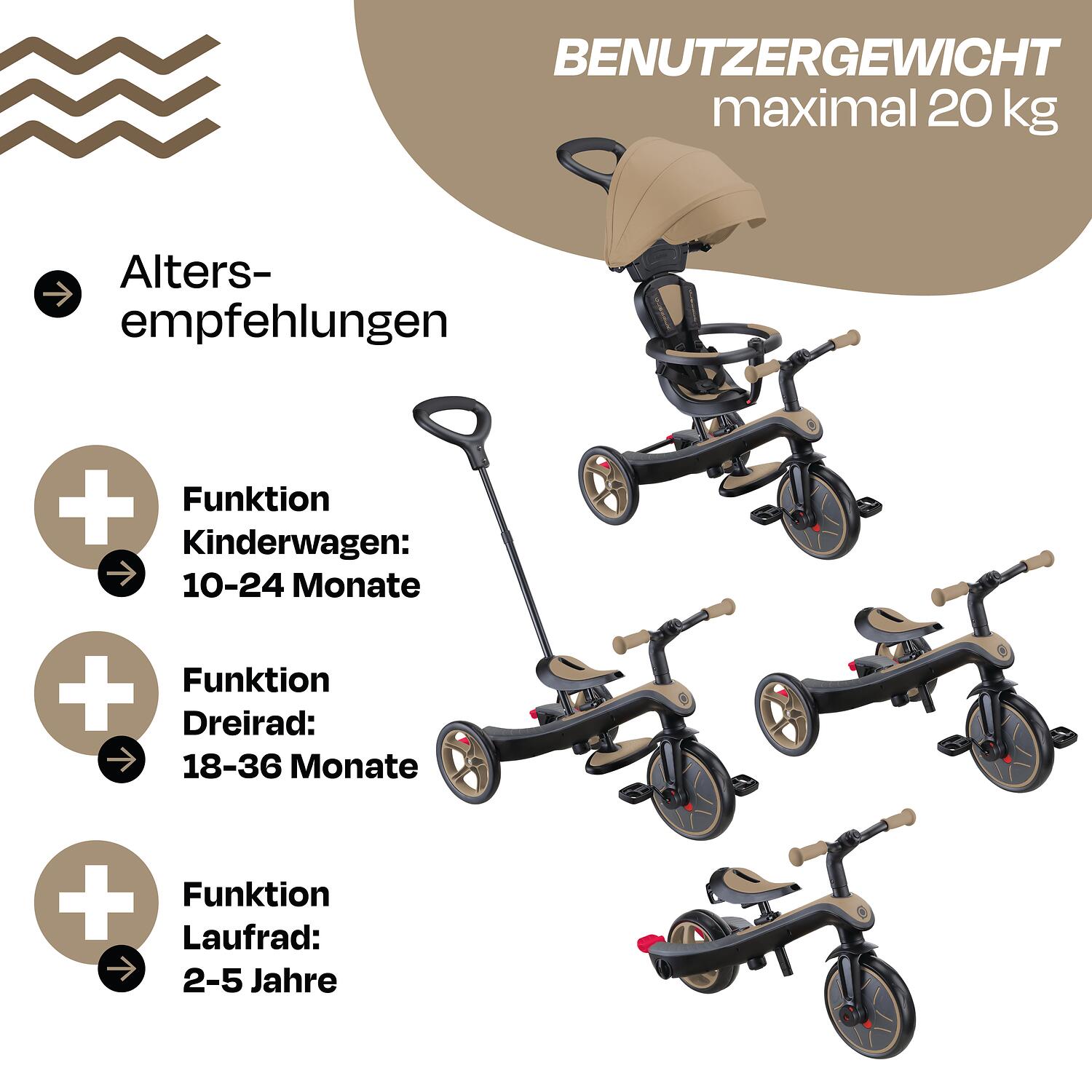 Scooter Laufrad / Dreirad  Trike Explorer 4 in 1  Sand 6/7