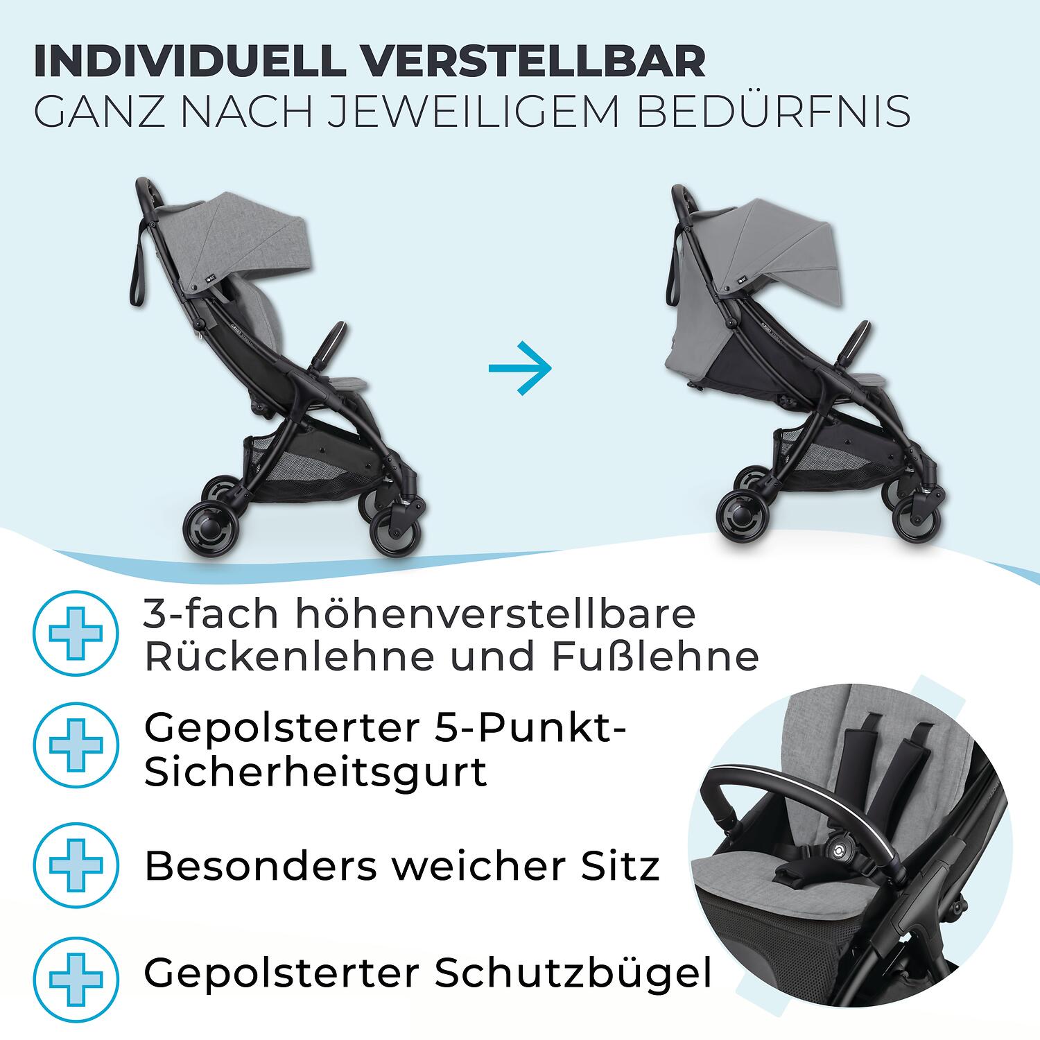 GLOBBER STROLL LITE grau 5/8
