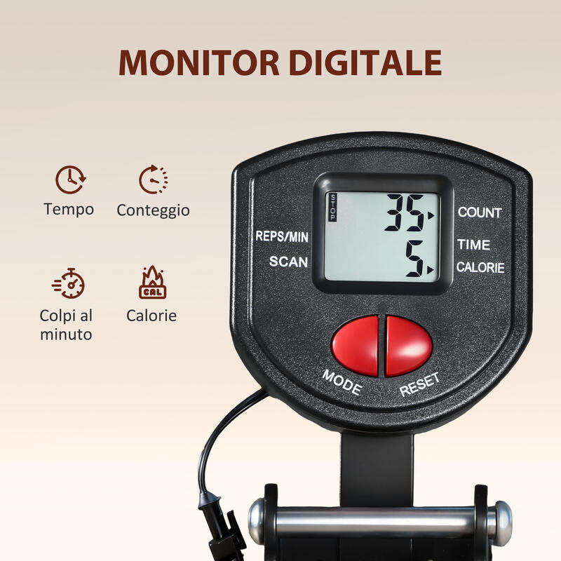 Aparat de vâslit pliabil SPORTNOW pentru acasă, monitor LCD, capacitate 150 kg
