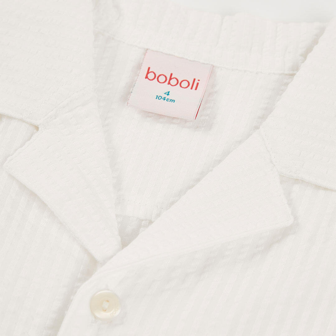 Camisas de verano de gimnasia bebé niño boboli blanco 3/4