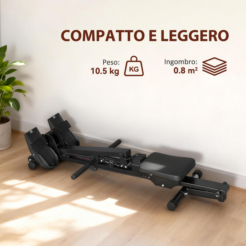 Aparat de vâslit pliabil SPORTNOW pentru acasă, monitor LCD, capacitate 150 kg