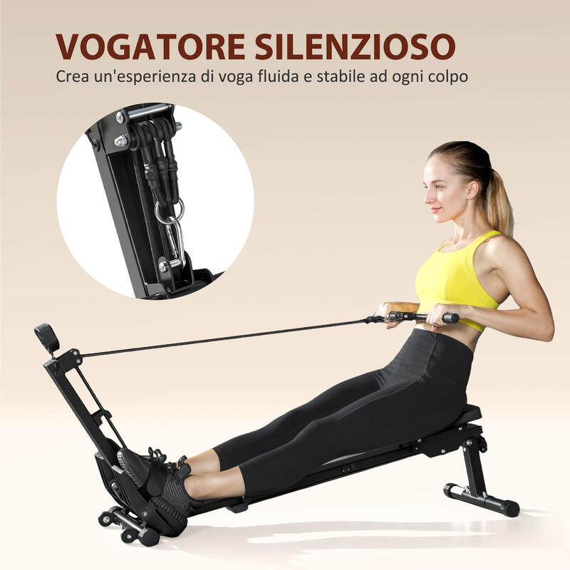 Aparat de vâslit pliabil SPORTNOW pentru acasă, monitor LCD, capacitate 150 kg