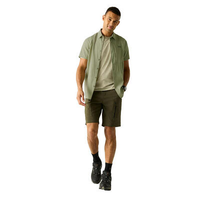 Heren insectenwerend reisshirt met korte mouwen (salie groen)