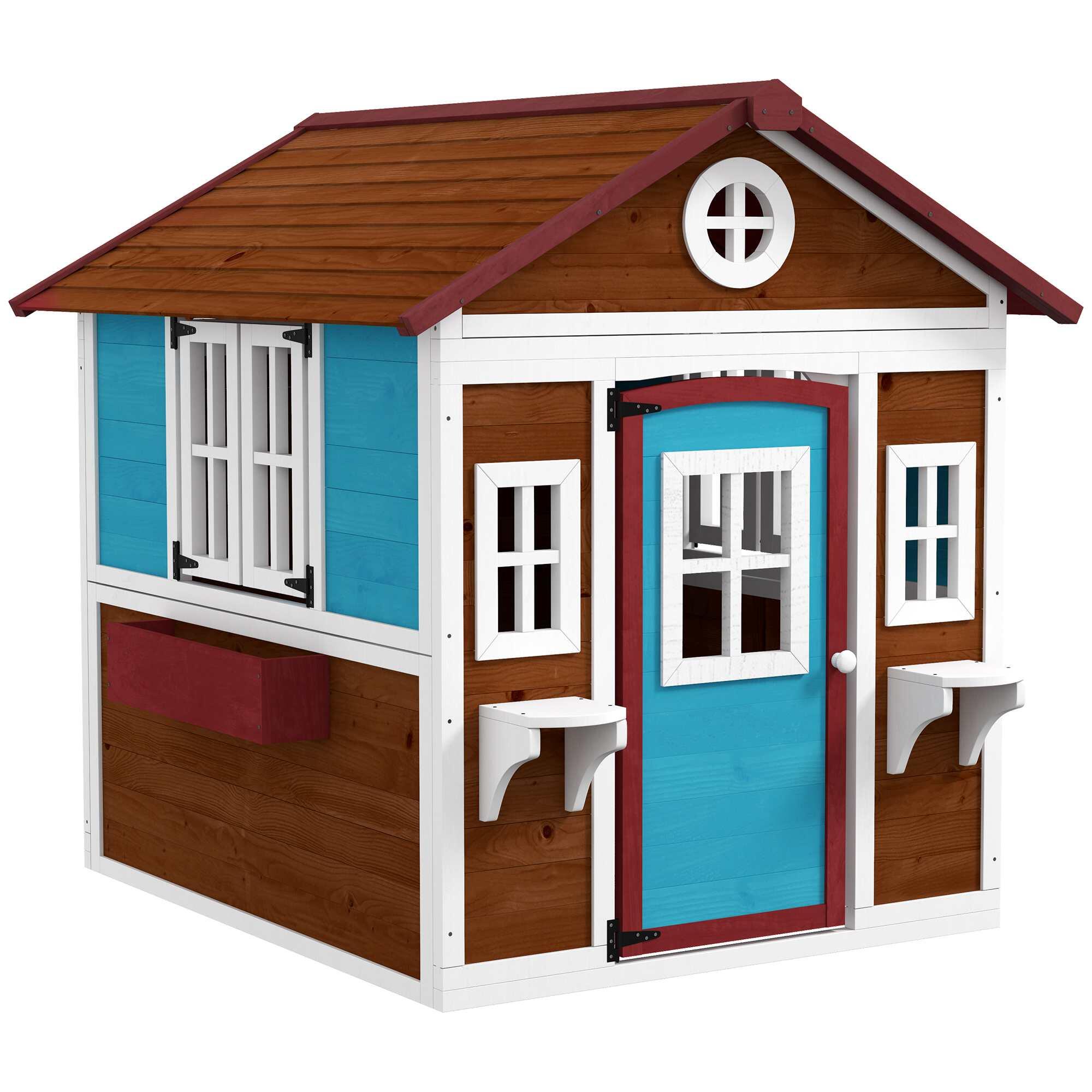 Casa de Jardín Infantil Outsunny 114x126,4x135 cm Marrón 1/5