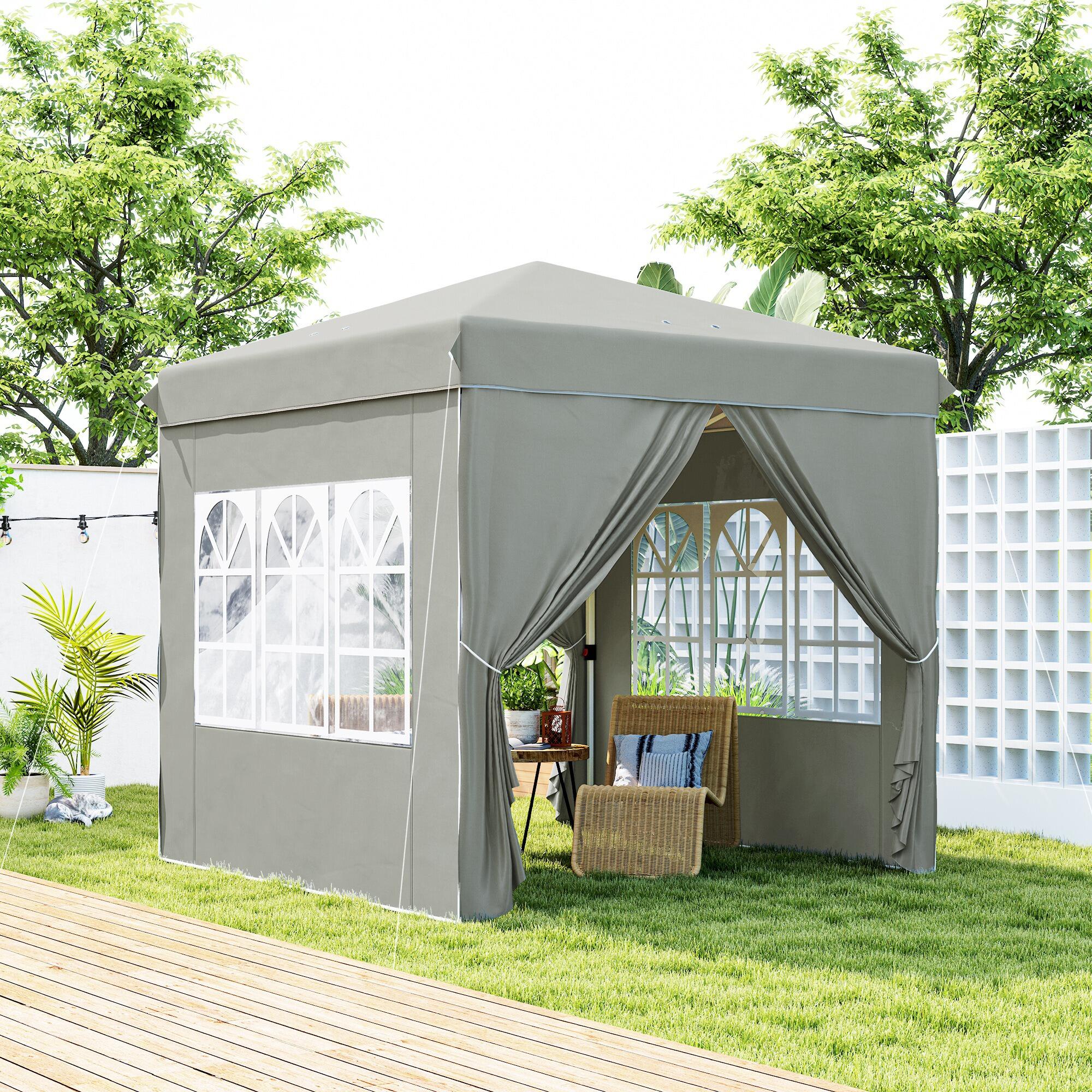 Carpa Plegable Outsunny 248x248x270 cm Gris Claro 2/6