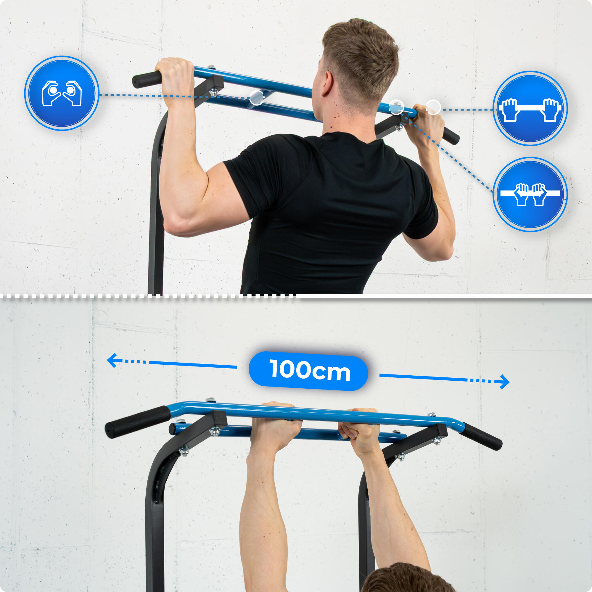 Barre d’entraînement avec banc et barre de traction réglable Thunder GRIP 3/7