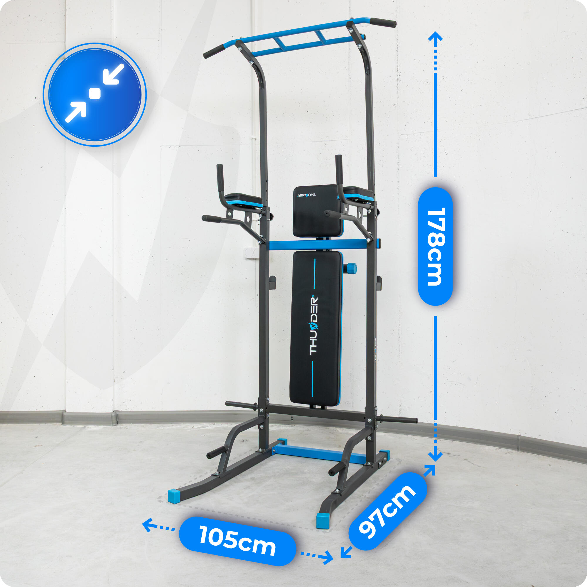 Barre d’entraînement avec banc et barre de traction réglable Thunder GRIP 2/7