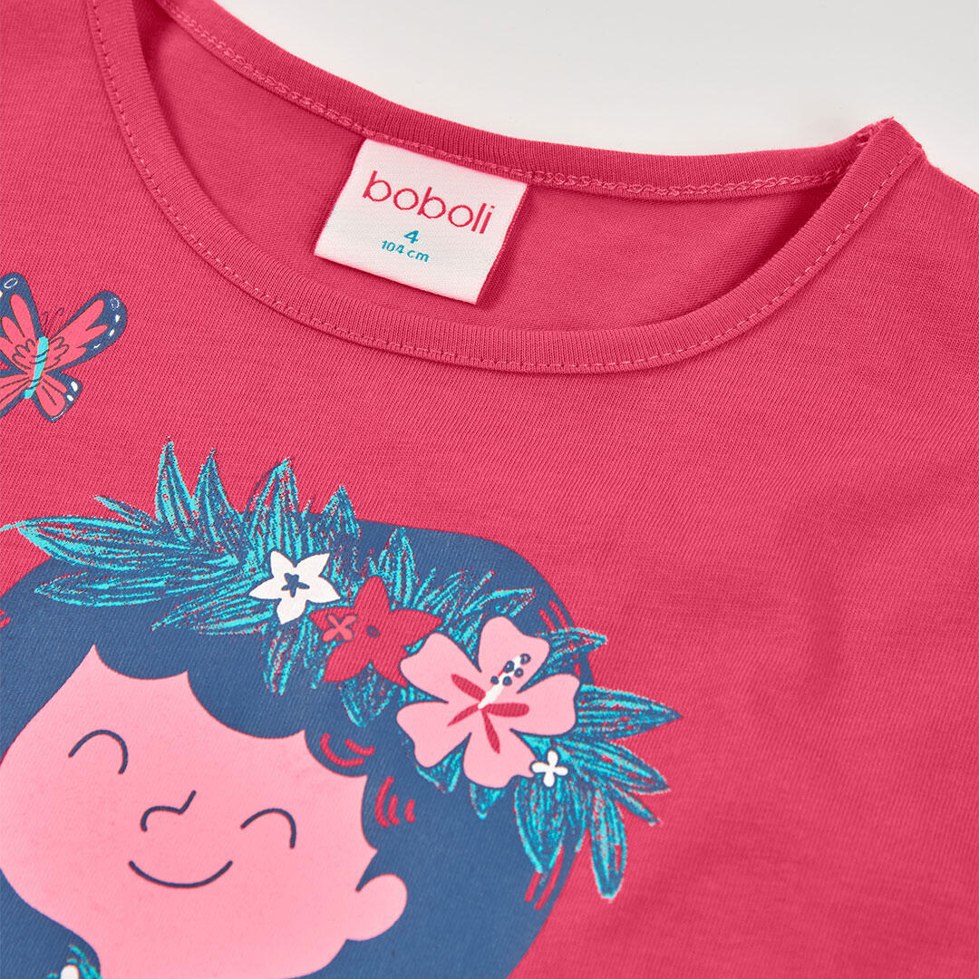 Camisetas de verano de senderismo kids niña boboli fresa 3/4