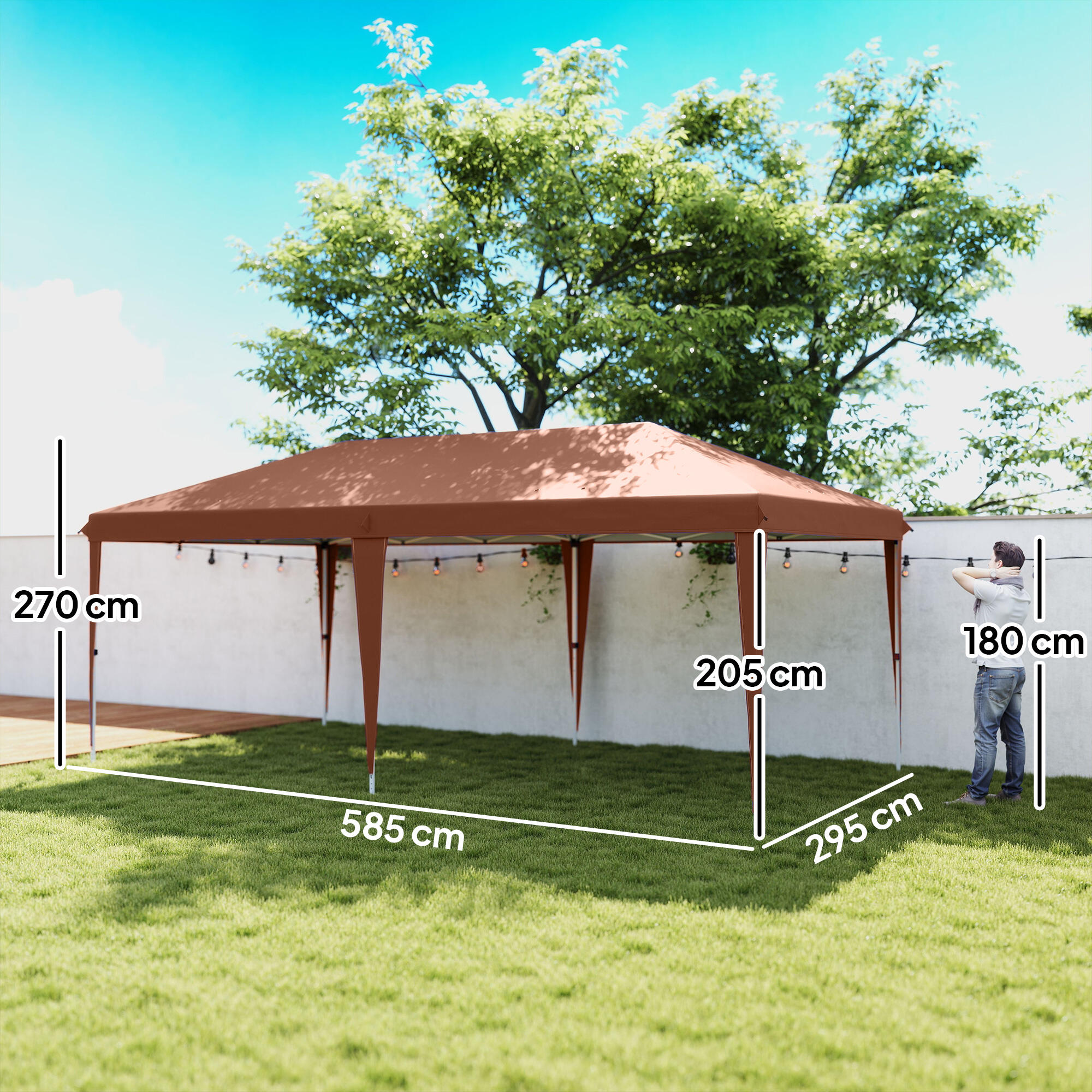 Carpa Plegable Outsunny 585x295x270 cm Café 3/6