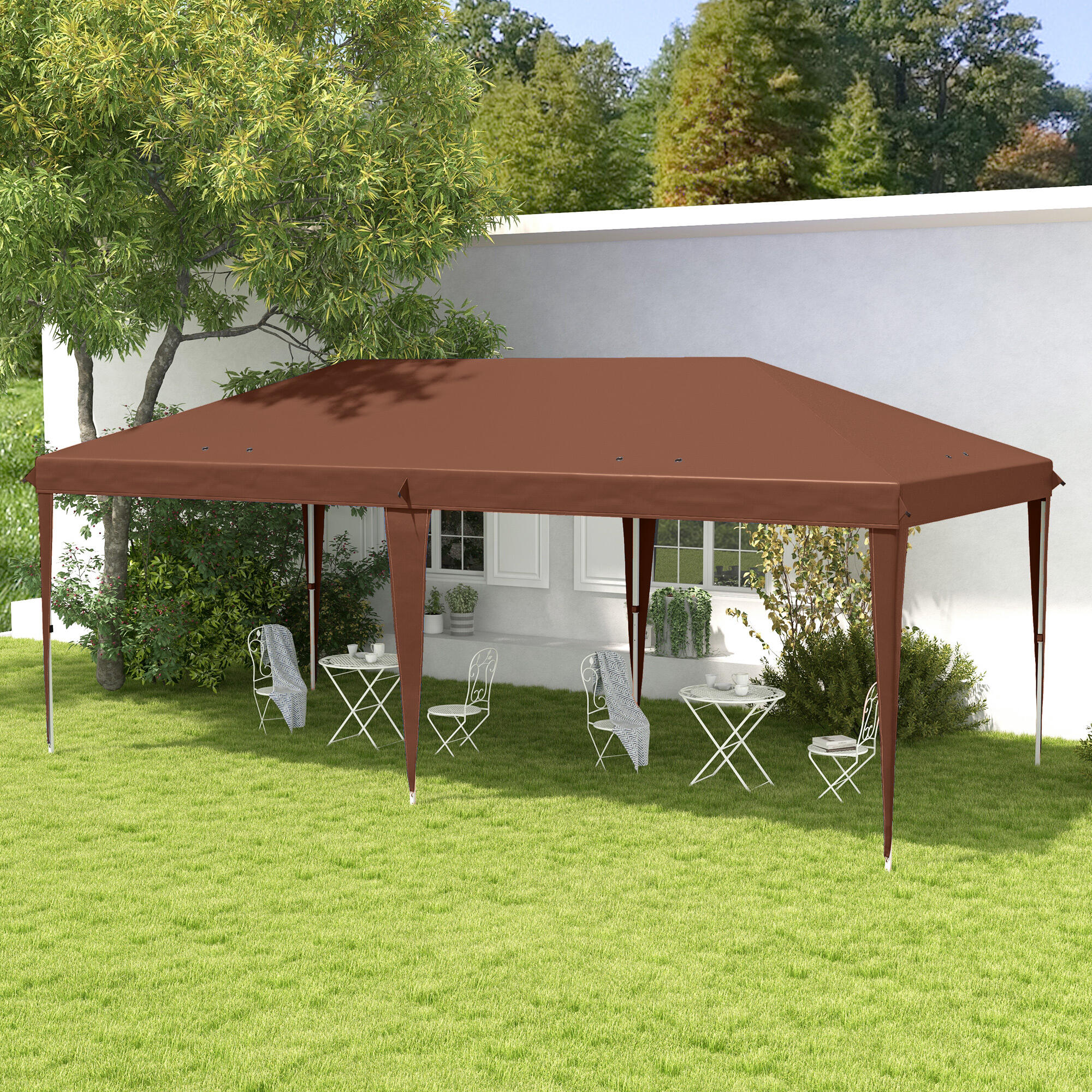 Carpa Plegable Outsunny 585x295x270 cm Café 5/6