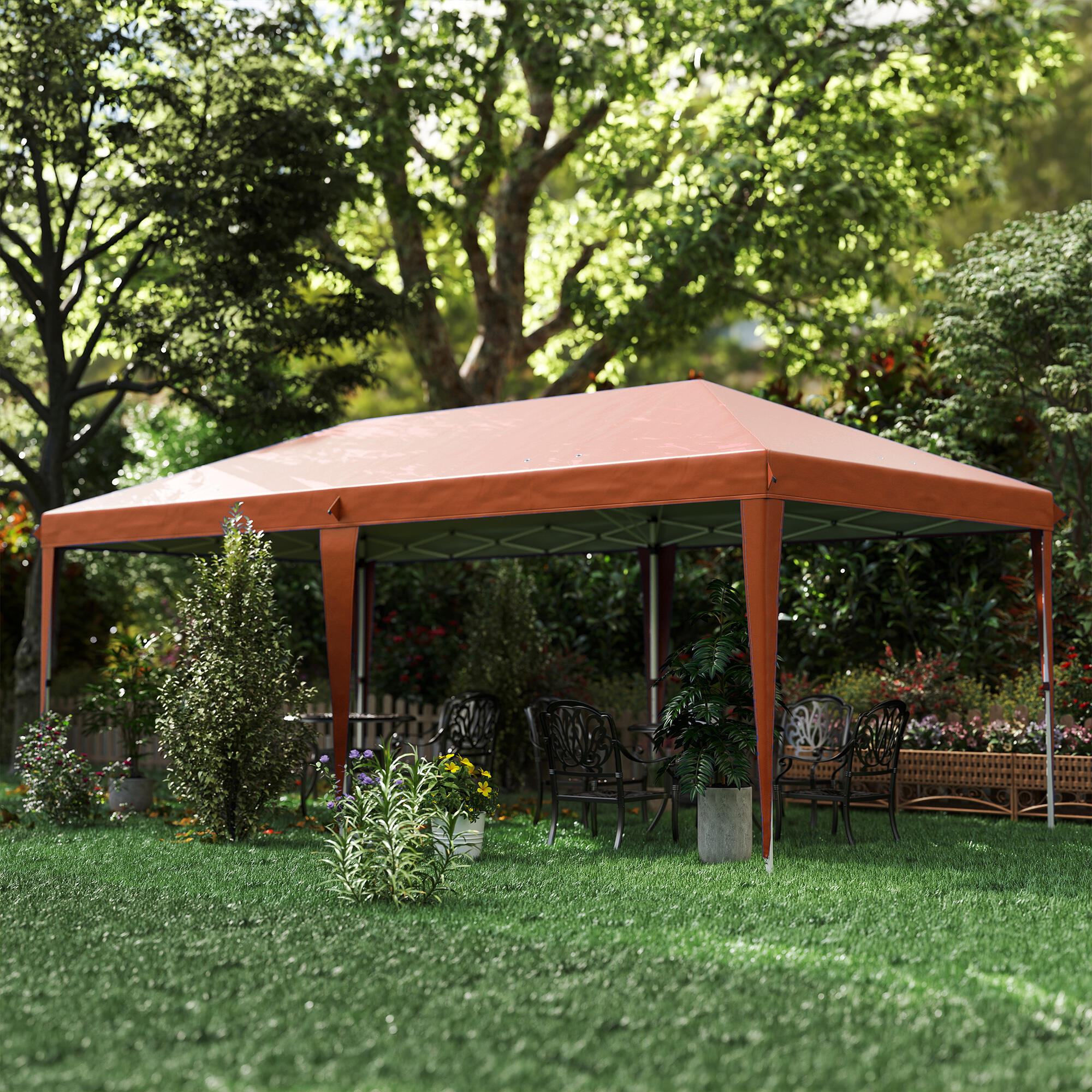 Carpa Plegable Outsunny 585x295x270 cm Café 4/6