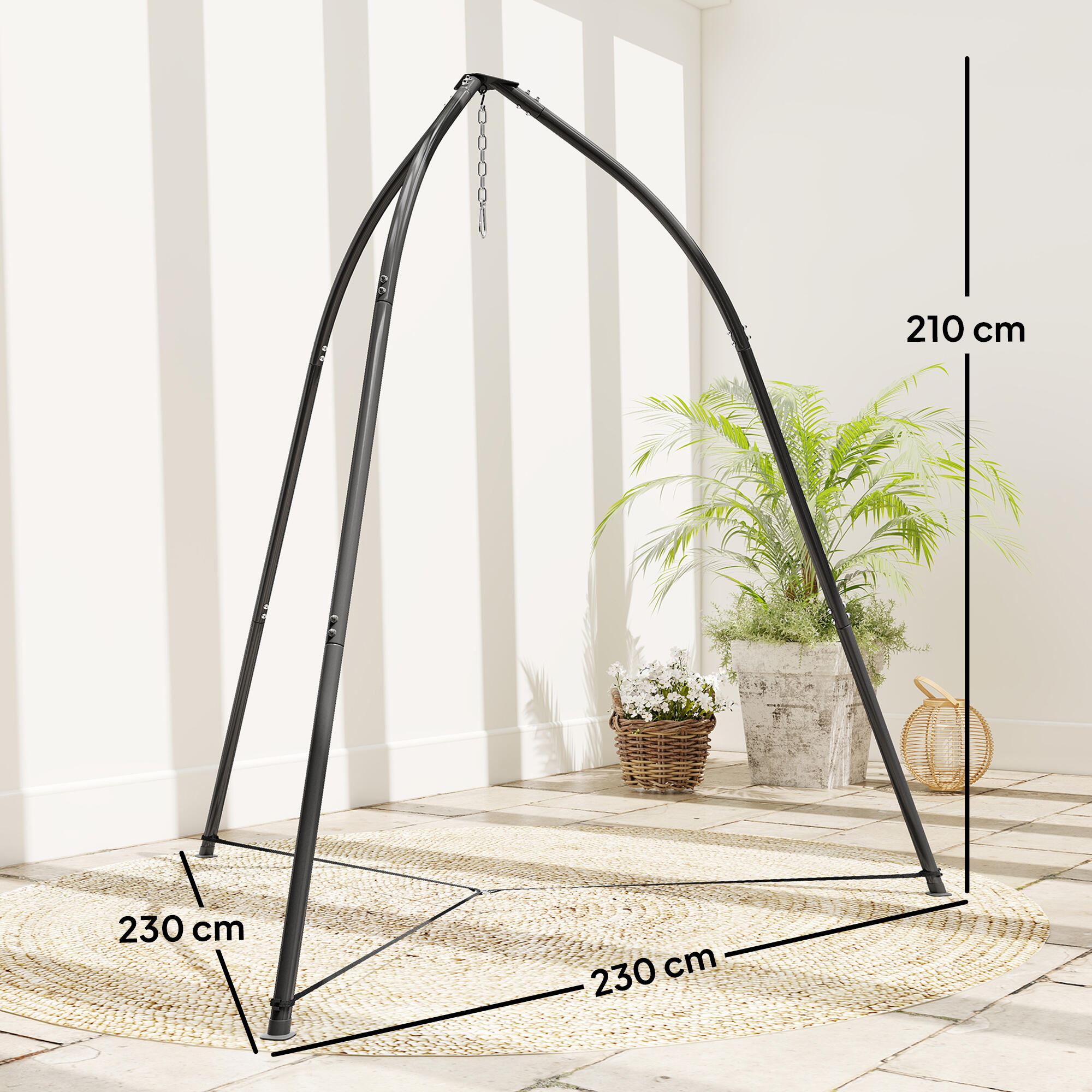 Soporte Silla Colgante Outsunny 230x230x210 cm Negro 3/5